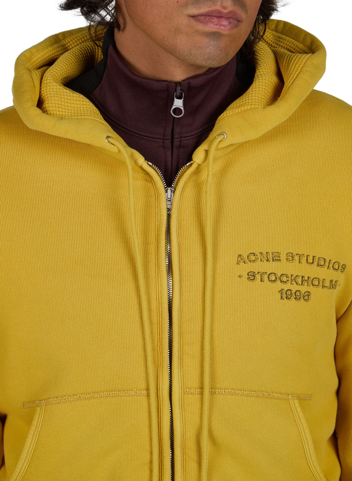 Sweatshirt droit zippé en coton ACNE STUDIOS Jaune