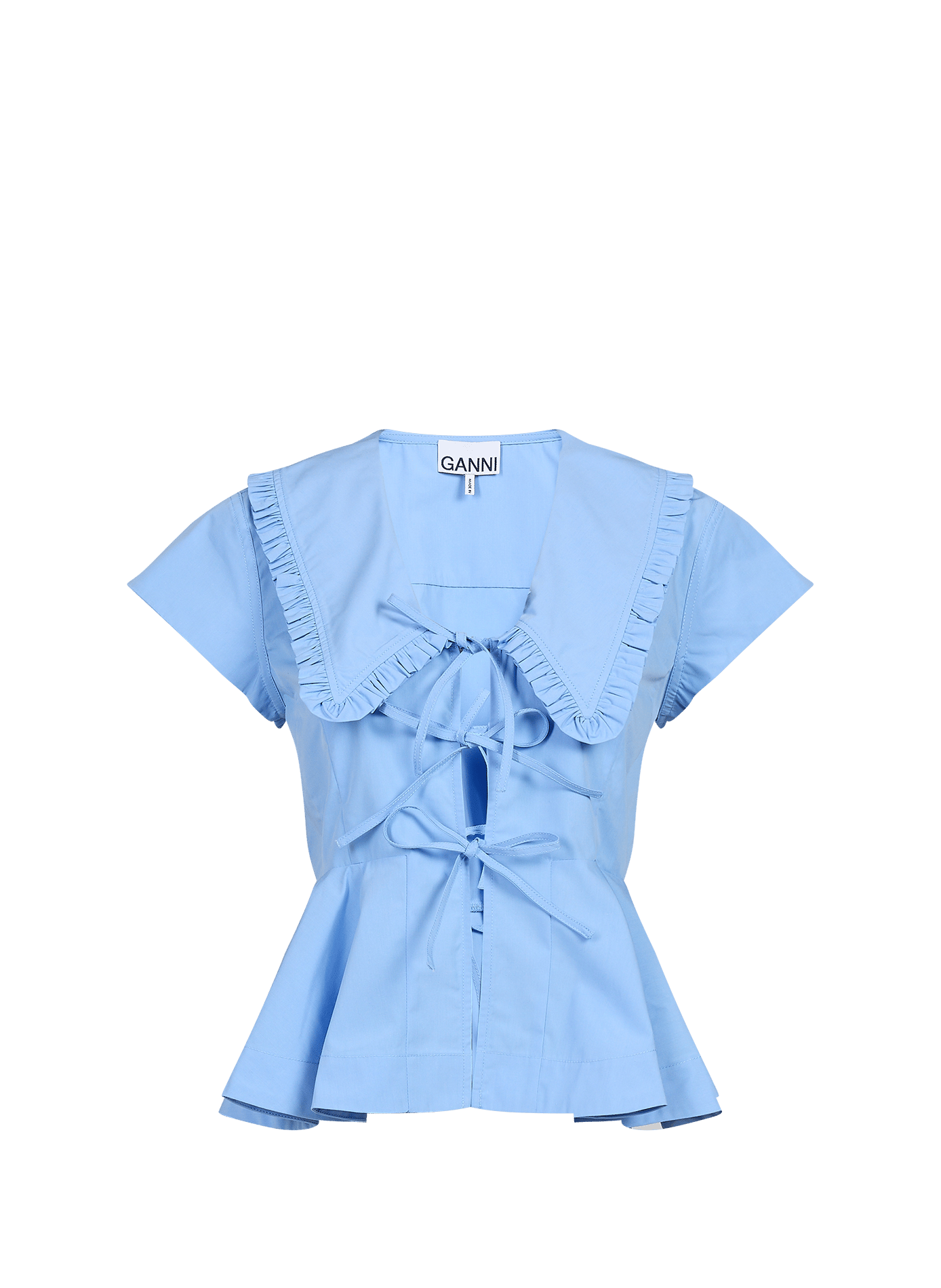 Ruffled cotton Blouse GANNI Blue