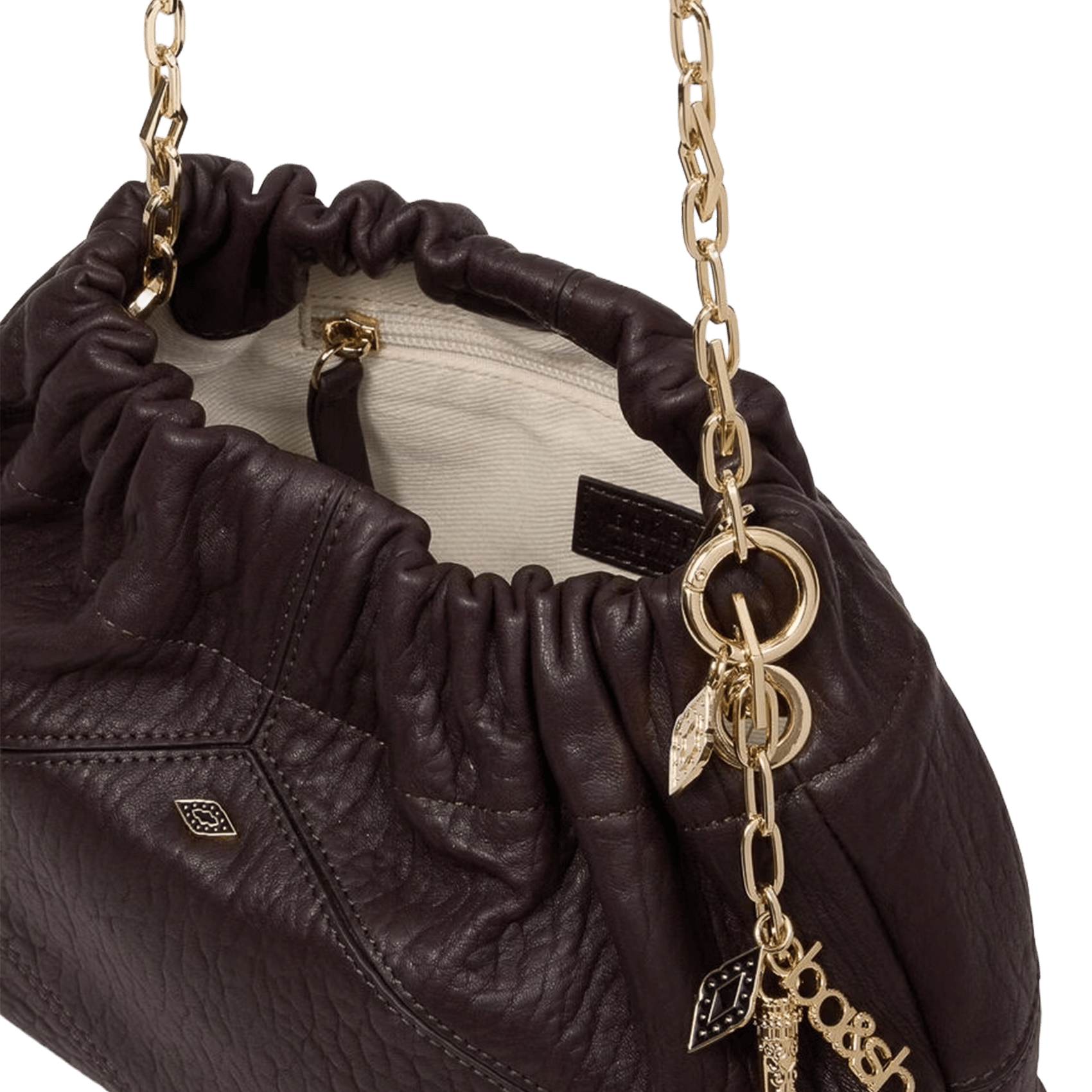 Sac bandoulière à charms en cuir mini june tote BA&SH Bruin