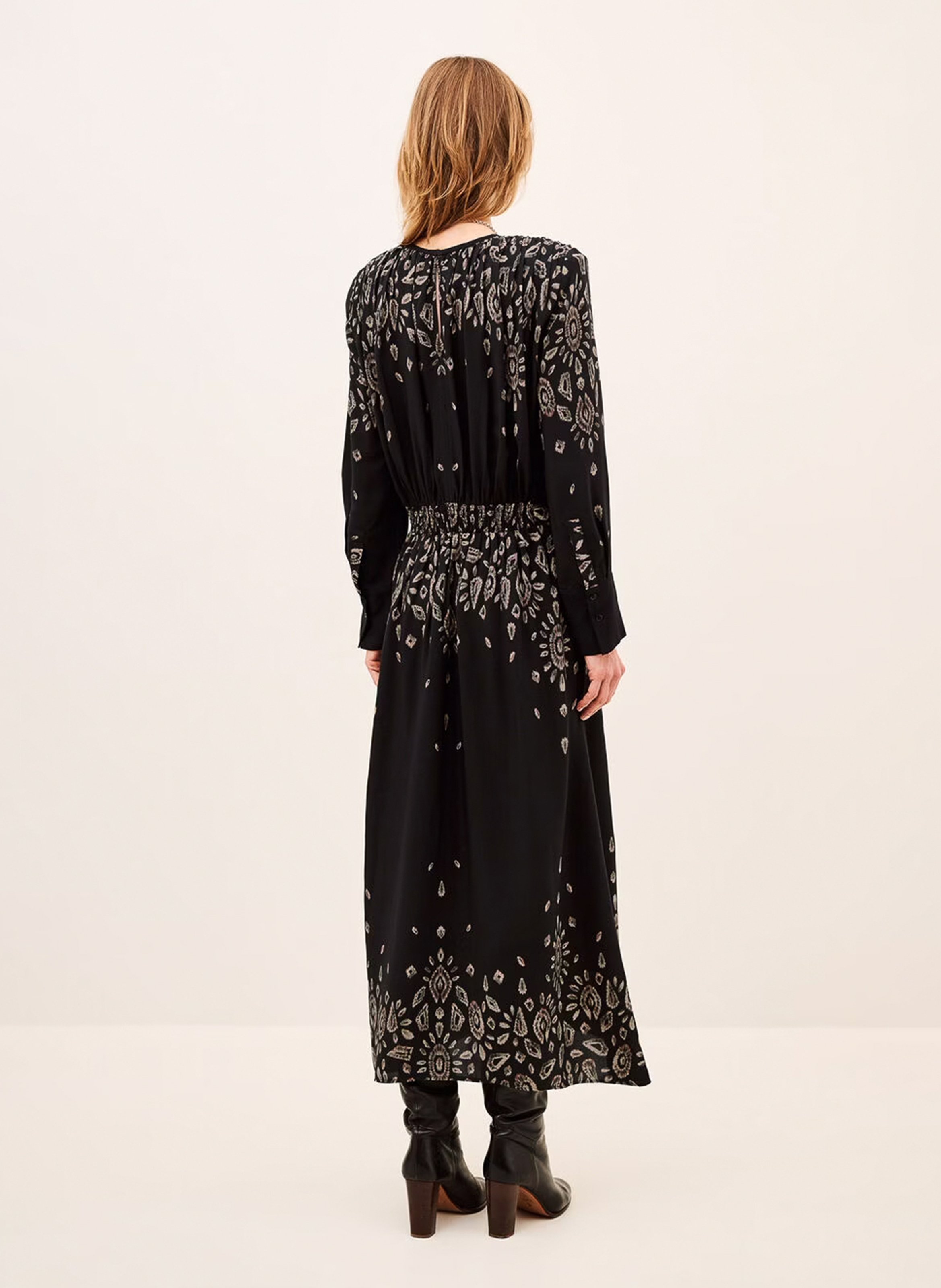 Robe longue col rond imprimée belline BA&SH Noir