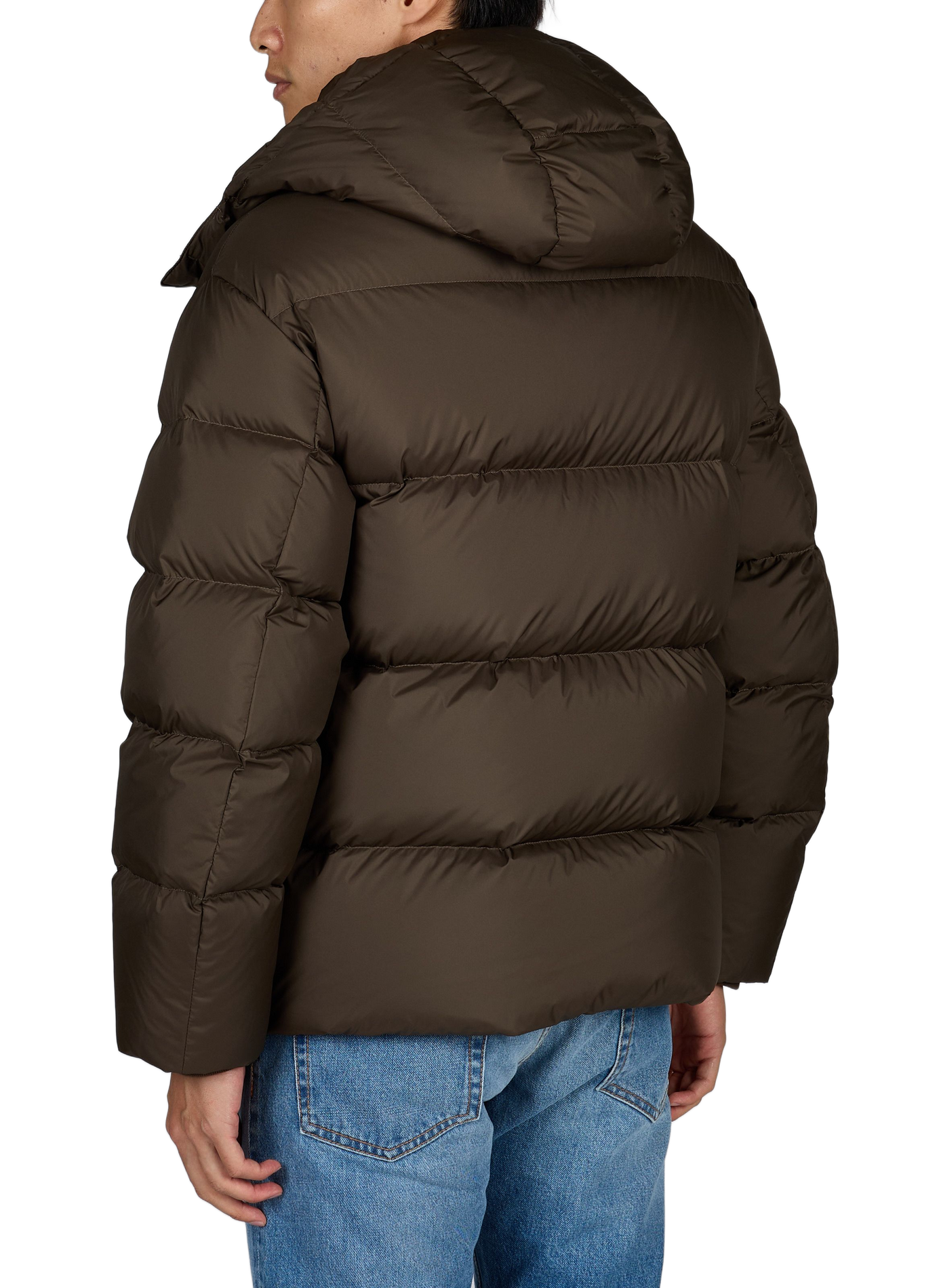 Recht gewatteerde jas met capuchon EMPORIO ARMANI Kaki