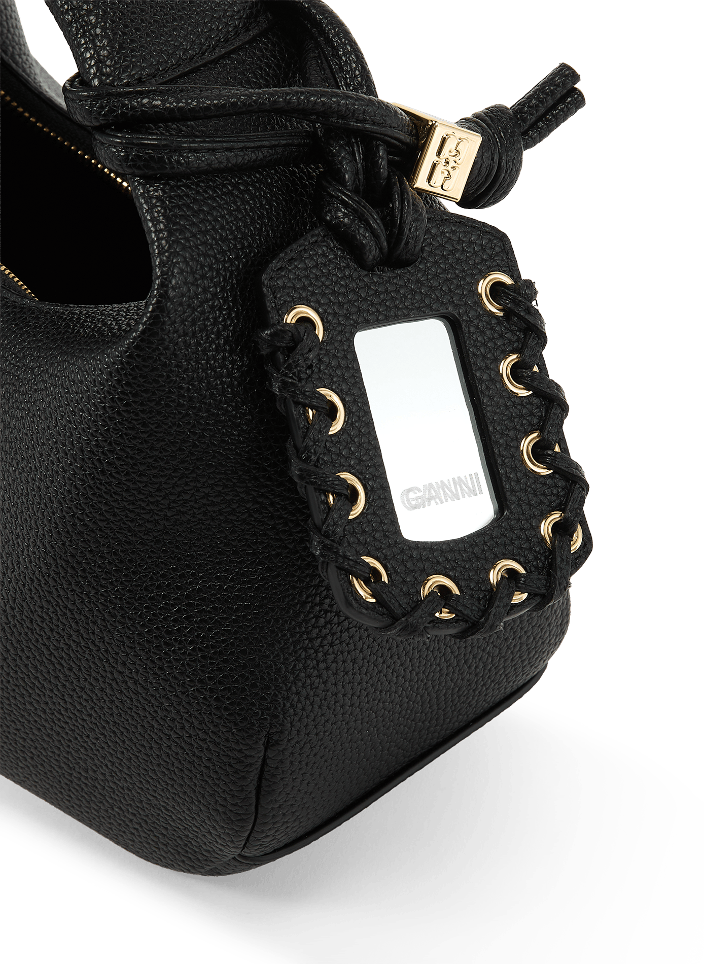 Grained hobo bag GANNI Black