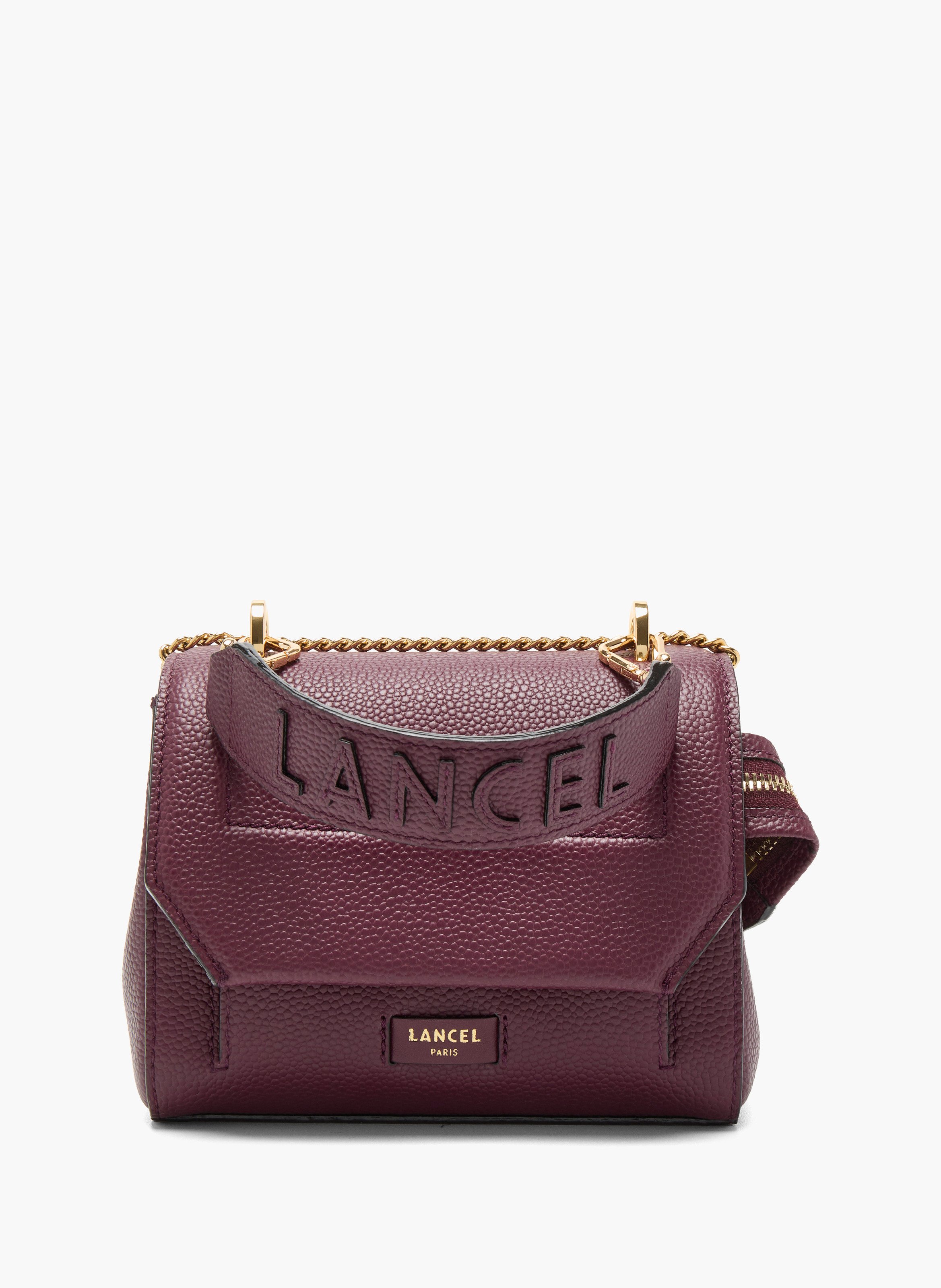 Sac à rabat s - ninon by lancel, cuir de vachette grainé et lisse, cassis/or, 18 x 15 x 8,5 cm. LANCEL Multicolore