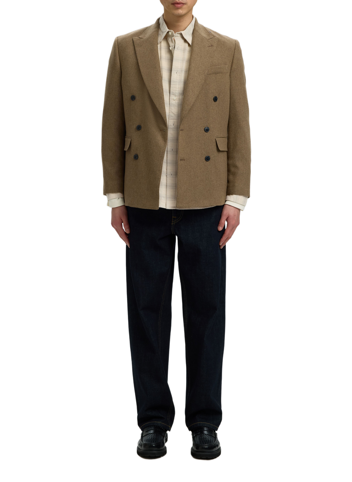 Classic checkered cotton shirt SELECTED Beige