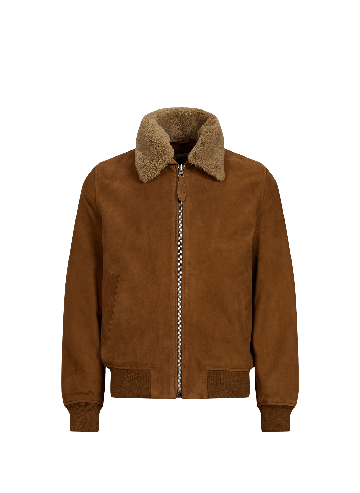 Blouson droit en cuir suédé SCHOTT Marron