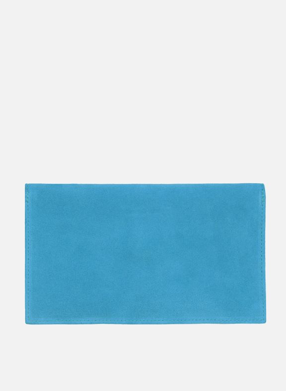 Pochette enveloppe cuir upcyclé bleu