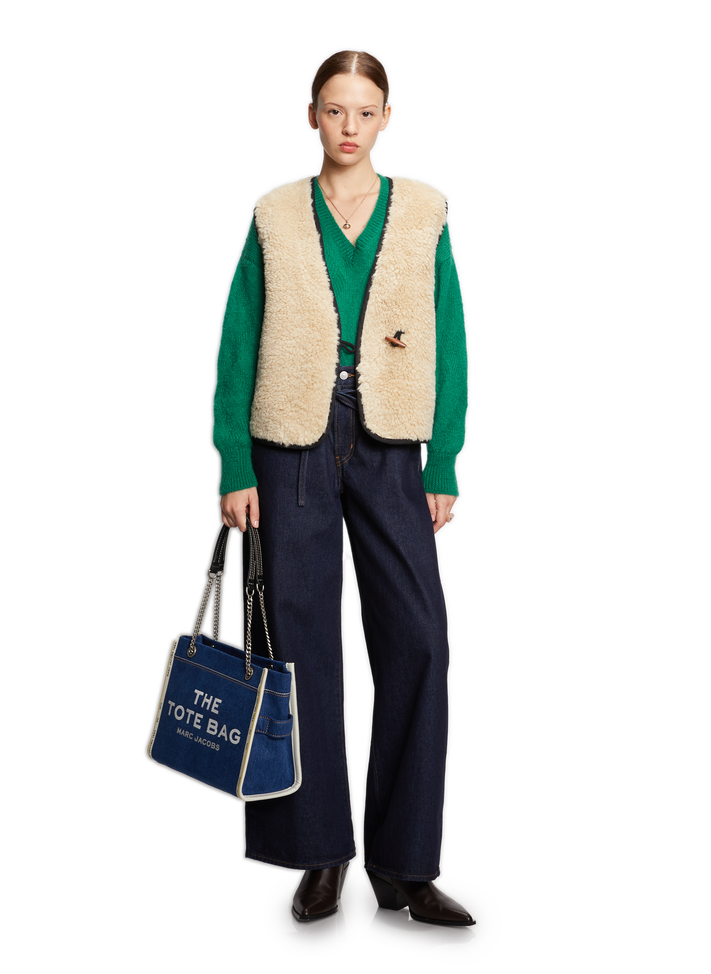 Sac cabas The Denim Chain Medium Tote Bag MARC JACOBS Bleu