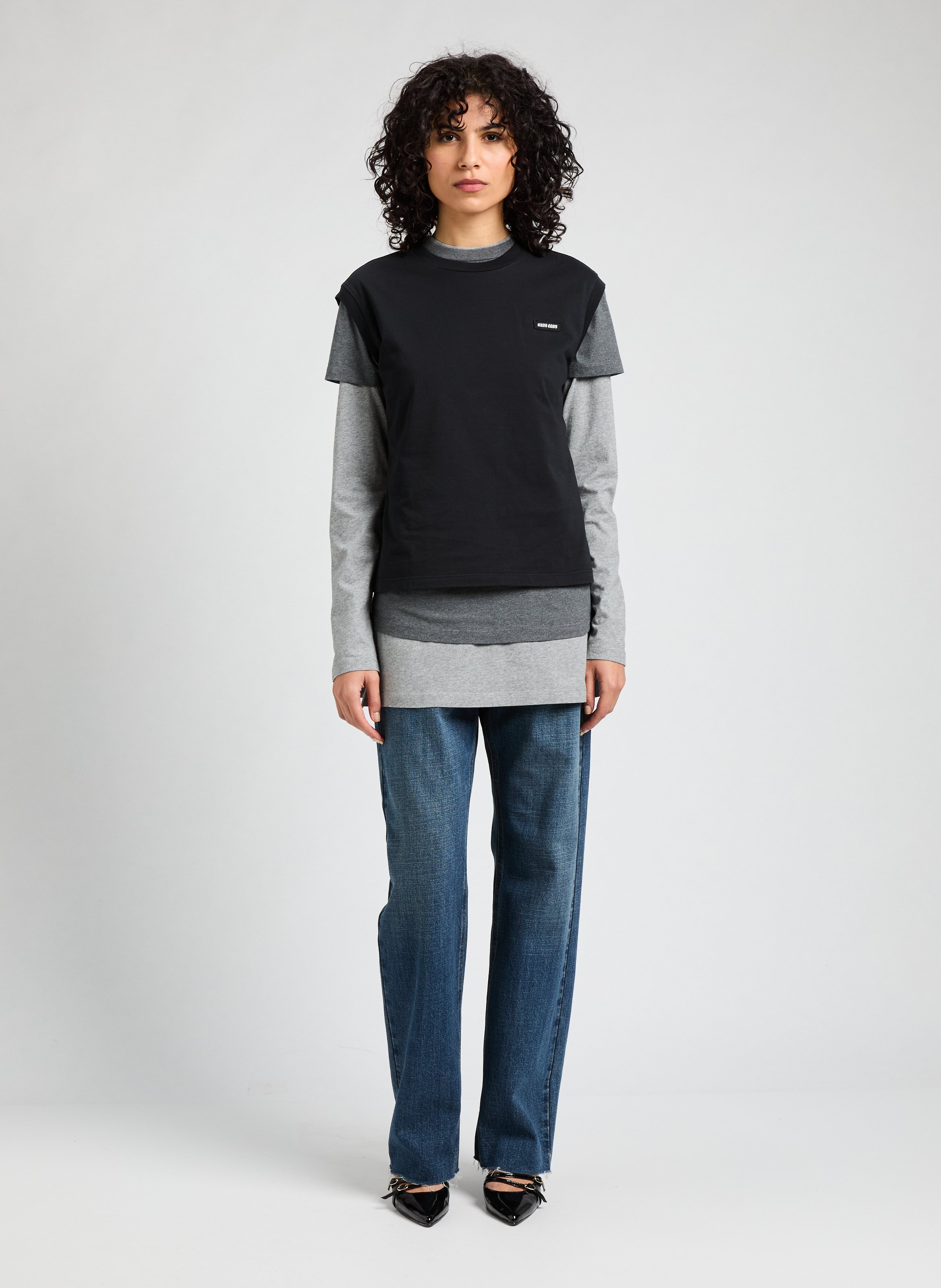 Lot de 3 t-shirt en coton MIU MIU Bleu