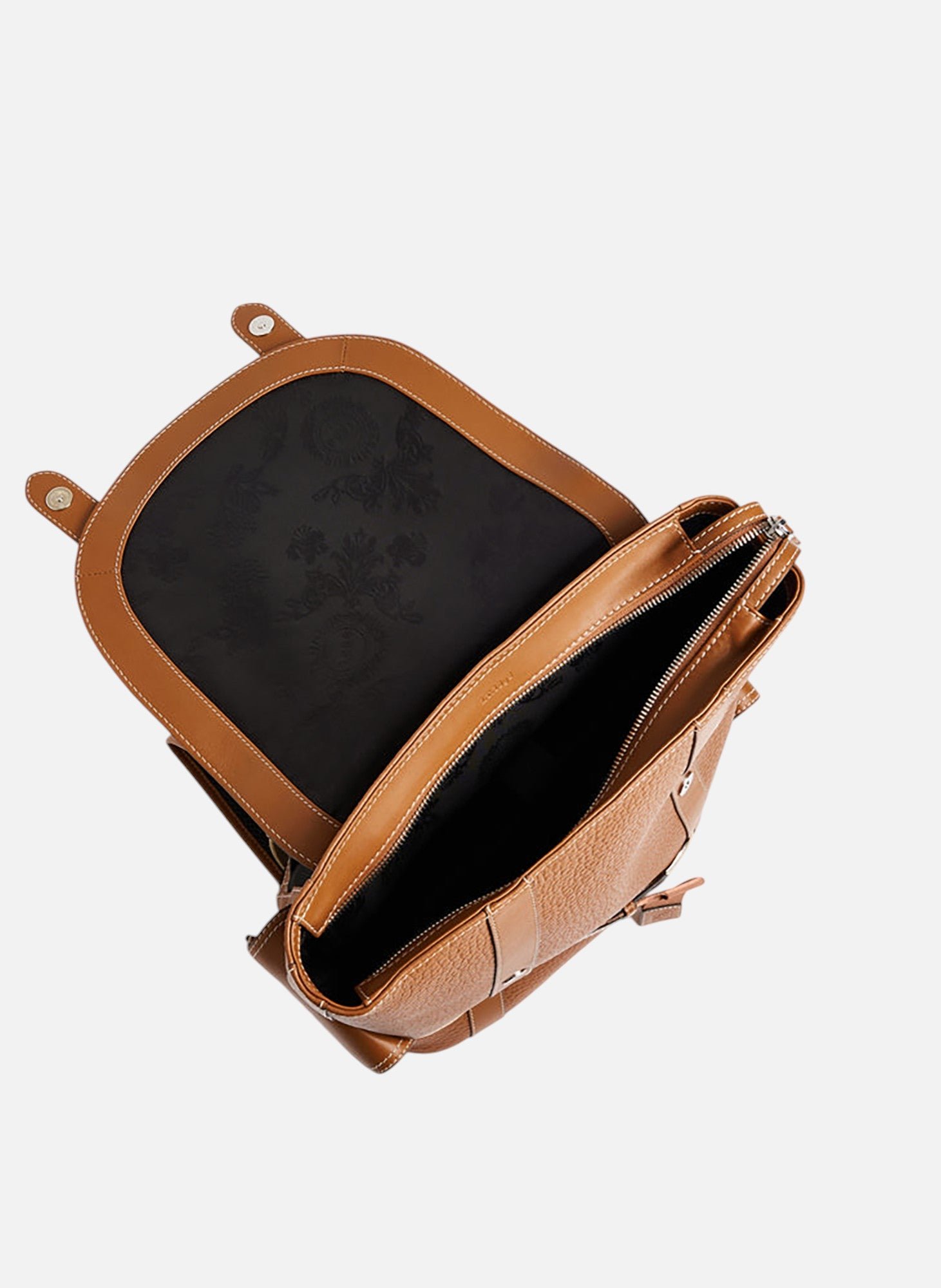 Sac à dos à rabat noah en cuir grain buffle et cuir lisse LE TANNEUR Marron