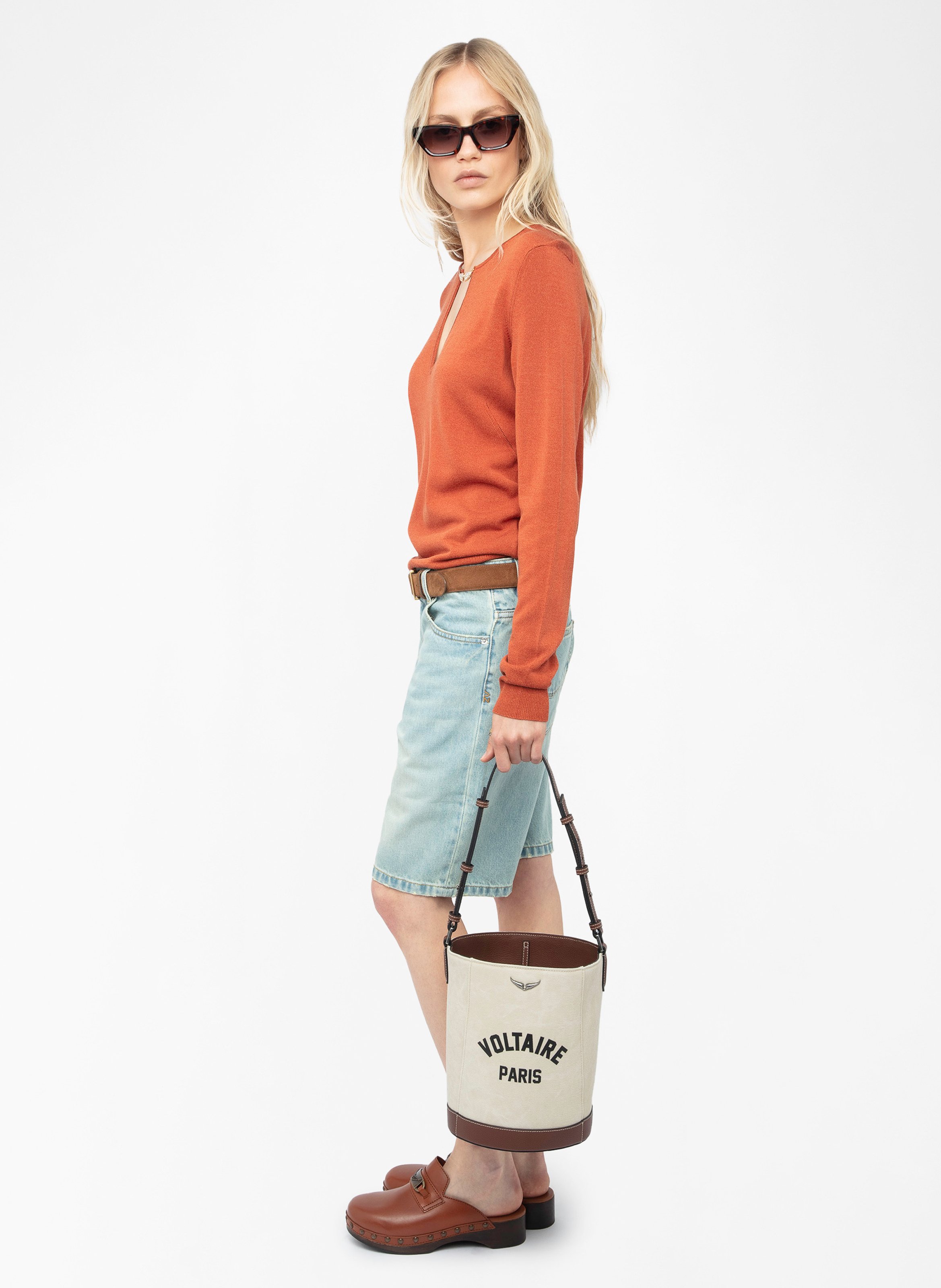 Top col rond en maille sayan ZADIG&VOLTAIRE Marron