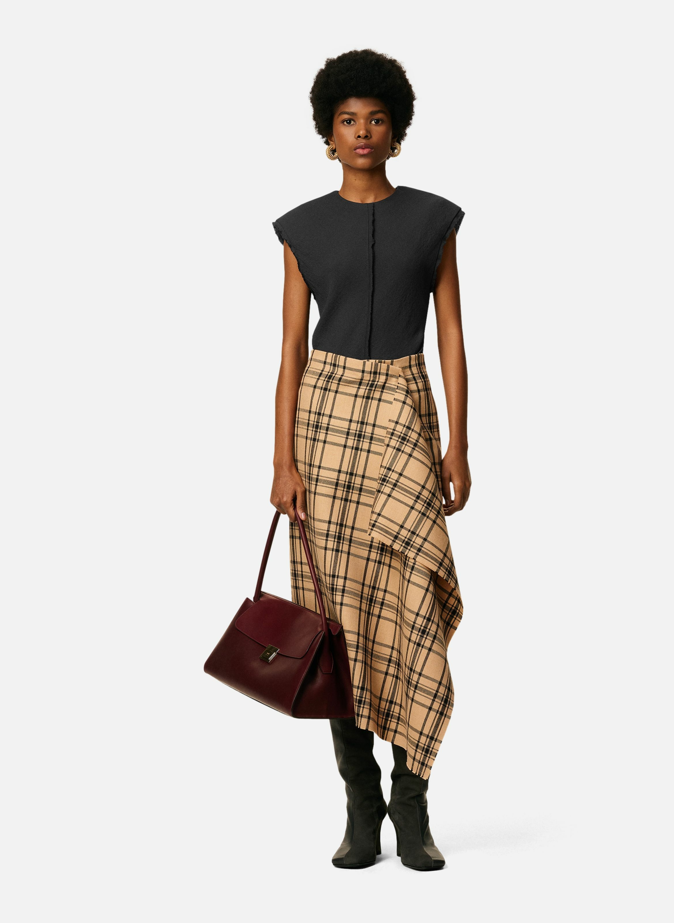 Top sans manches en crèpes de viscose AMI PARIS Gris