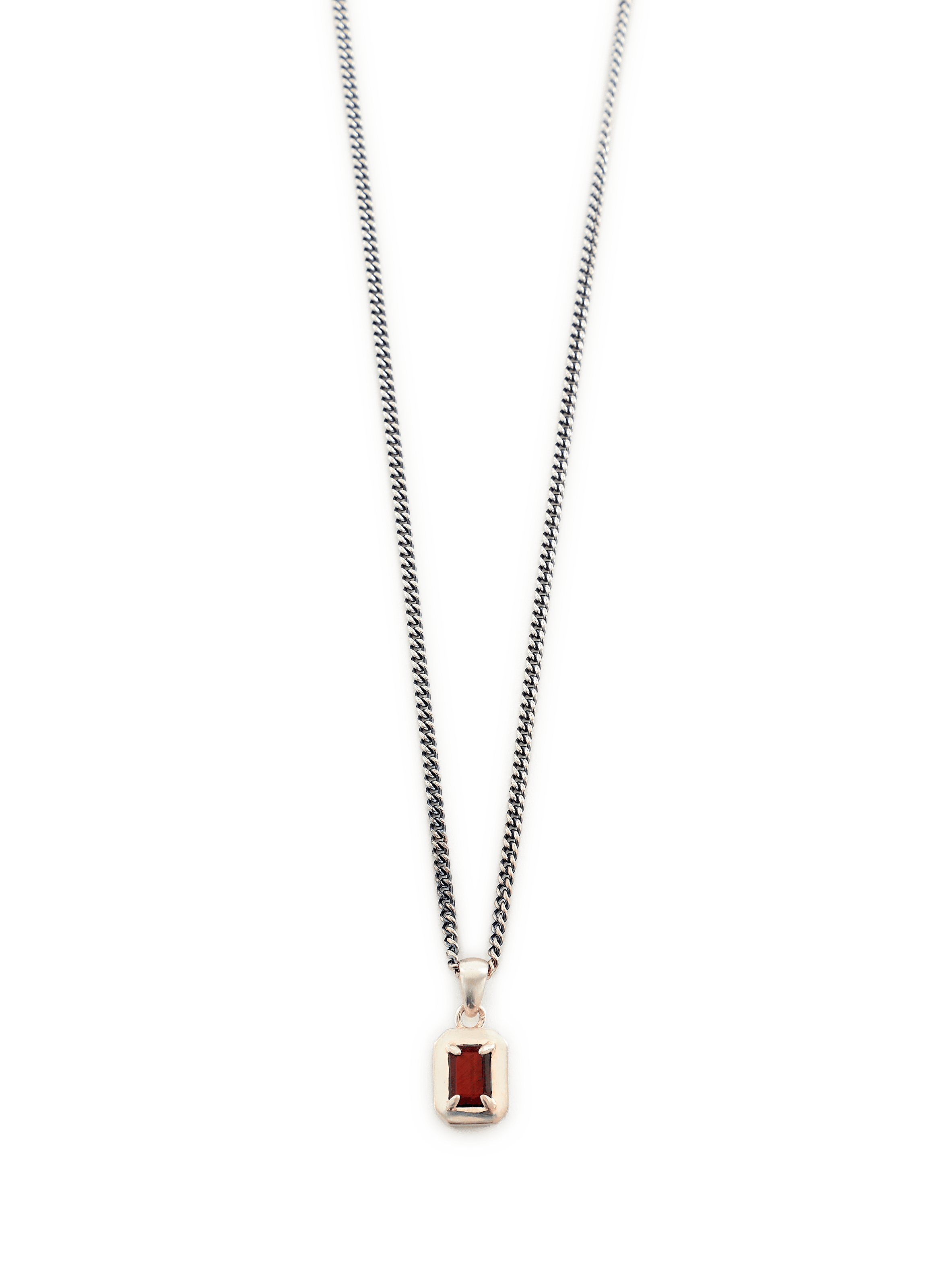 Tigers Eye Blush Silver Necklace SERGE DENIMES Silver
