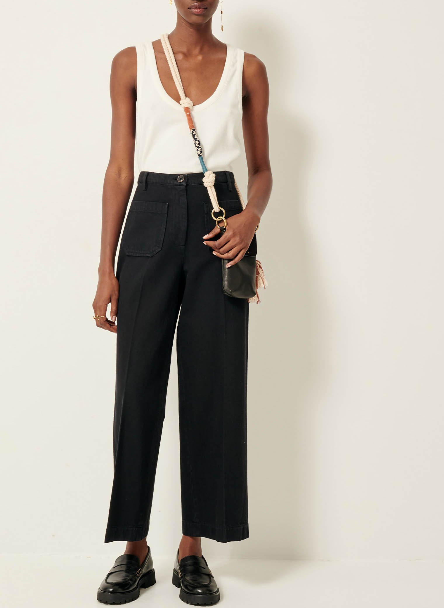 SESSUN Jean droit taille haute en coton aldricks Noir
