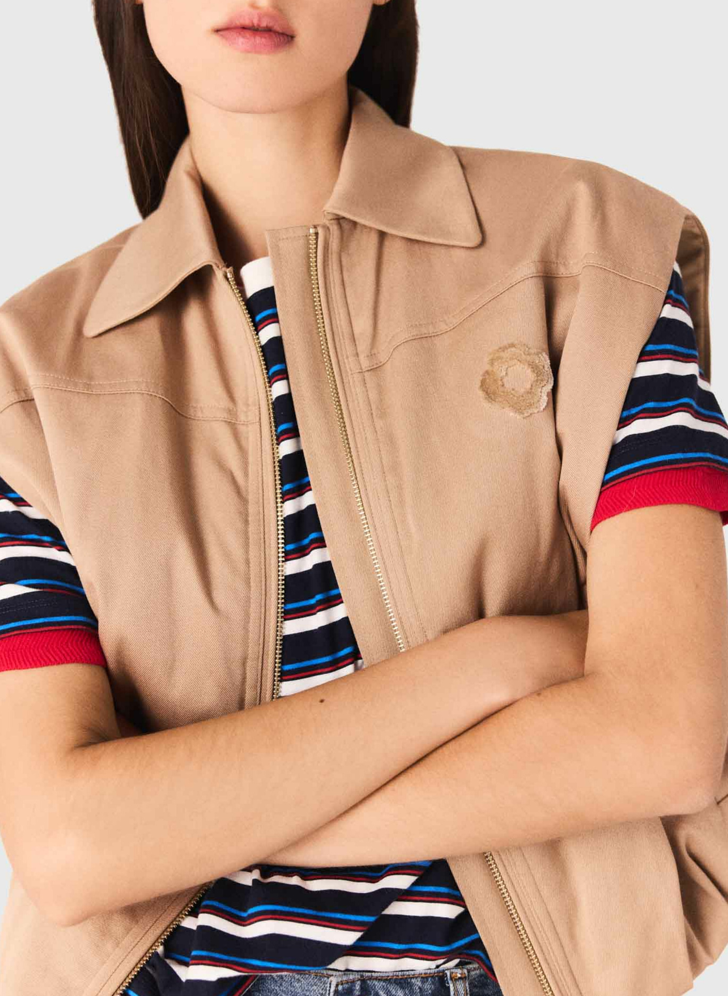 Blouson col classique en coton MAJE Beige