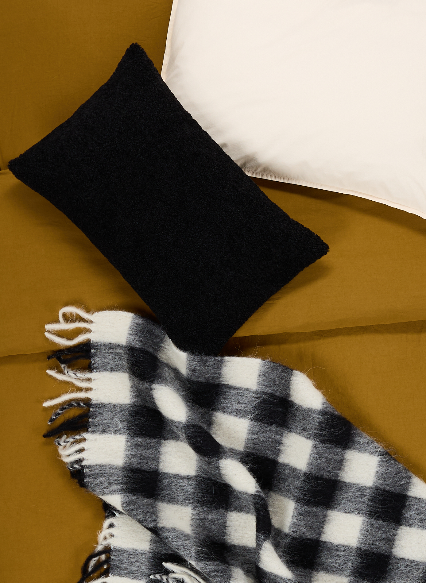 Plaid en mohair à carreaux AU PRINTEMPS PARIS Noir