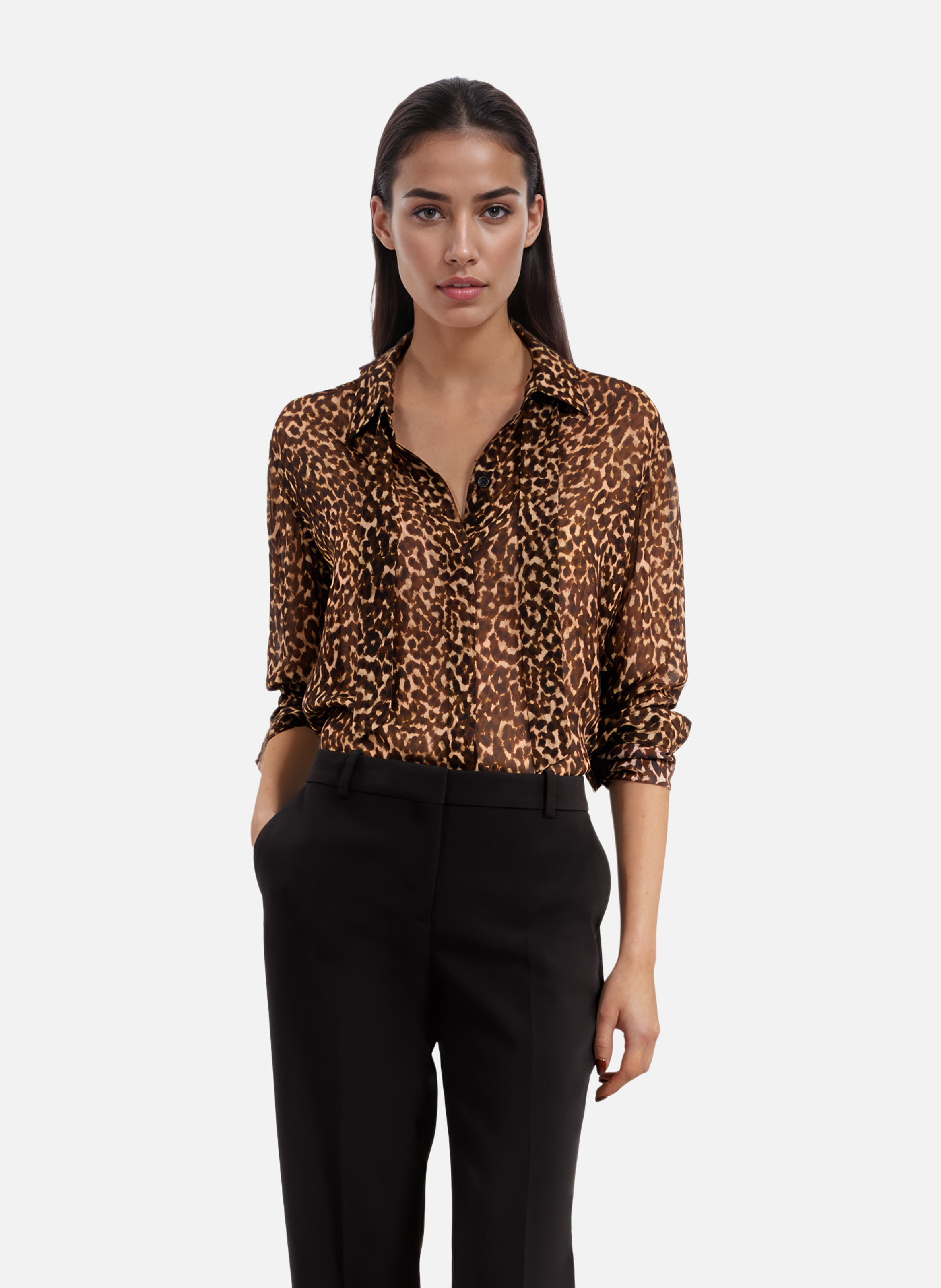 THE KOOPLES Chemise imprimée léopard Marron