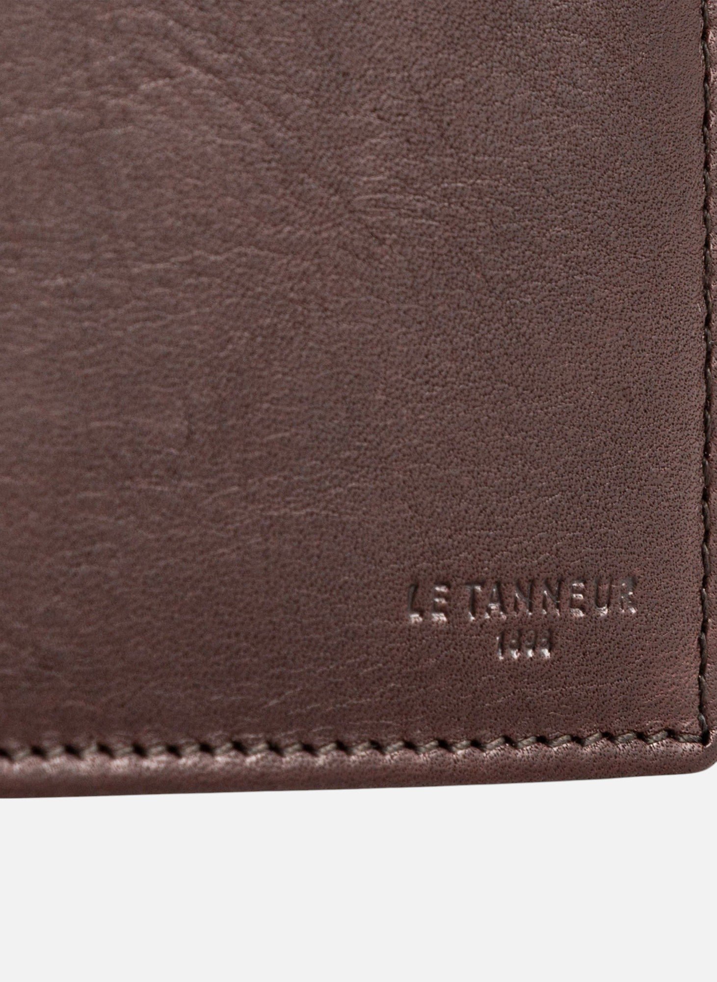 Portefeuille horizontal à rabat 2 volets en cuir huilé LE TANNEUR Marron