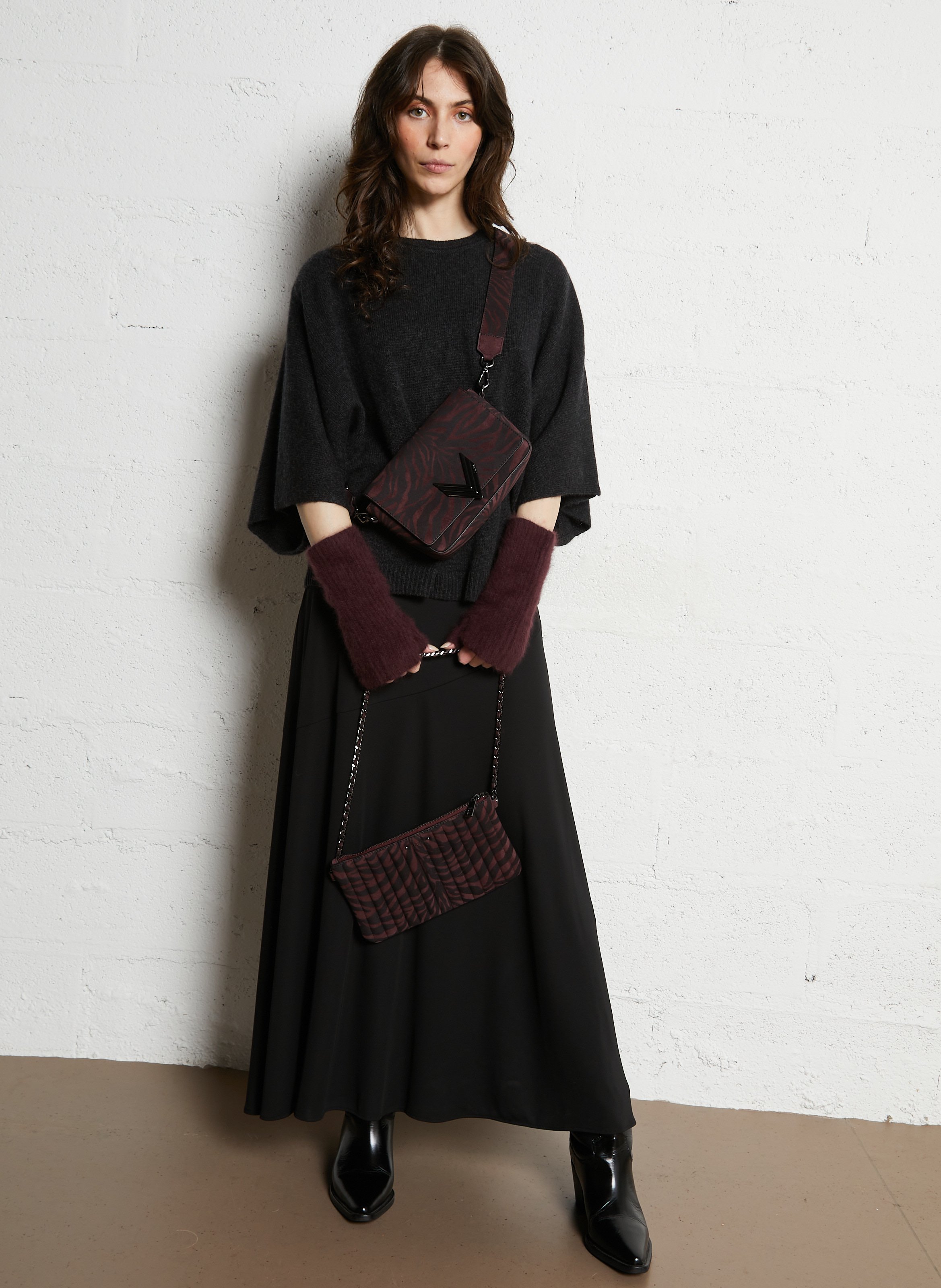 Sac bandoulière zébré en cuir 111 zebre IKKS Violet