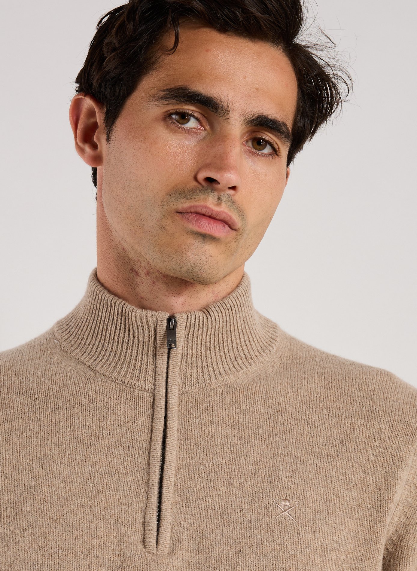 High collar sweatshirt in wool HACKETT Beige