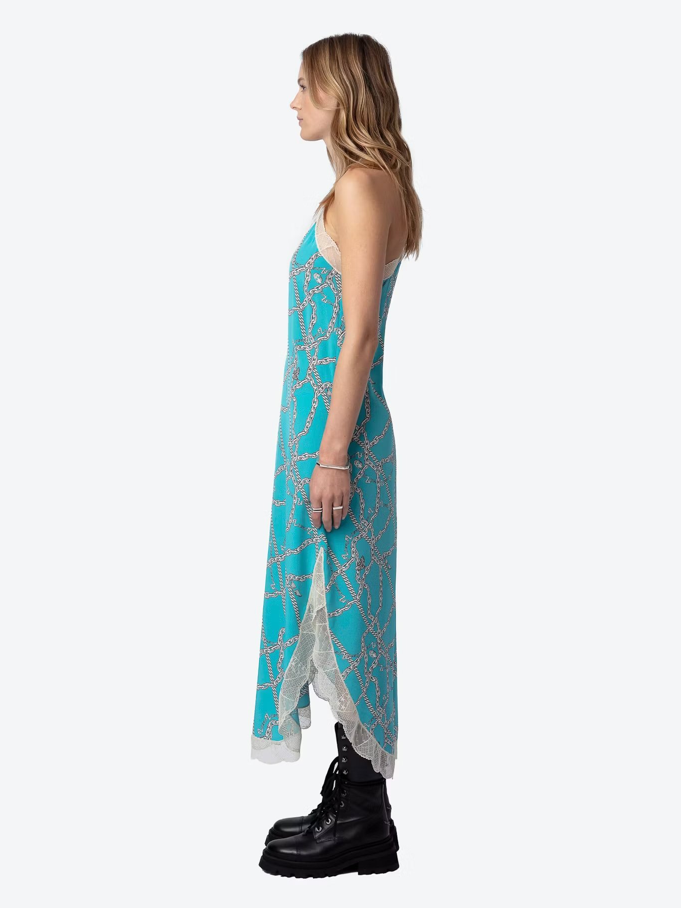 Robe longue imprimée à dentelle en soie ristyl ZADIG&VOLTAIRE Bleu