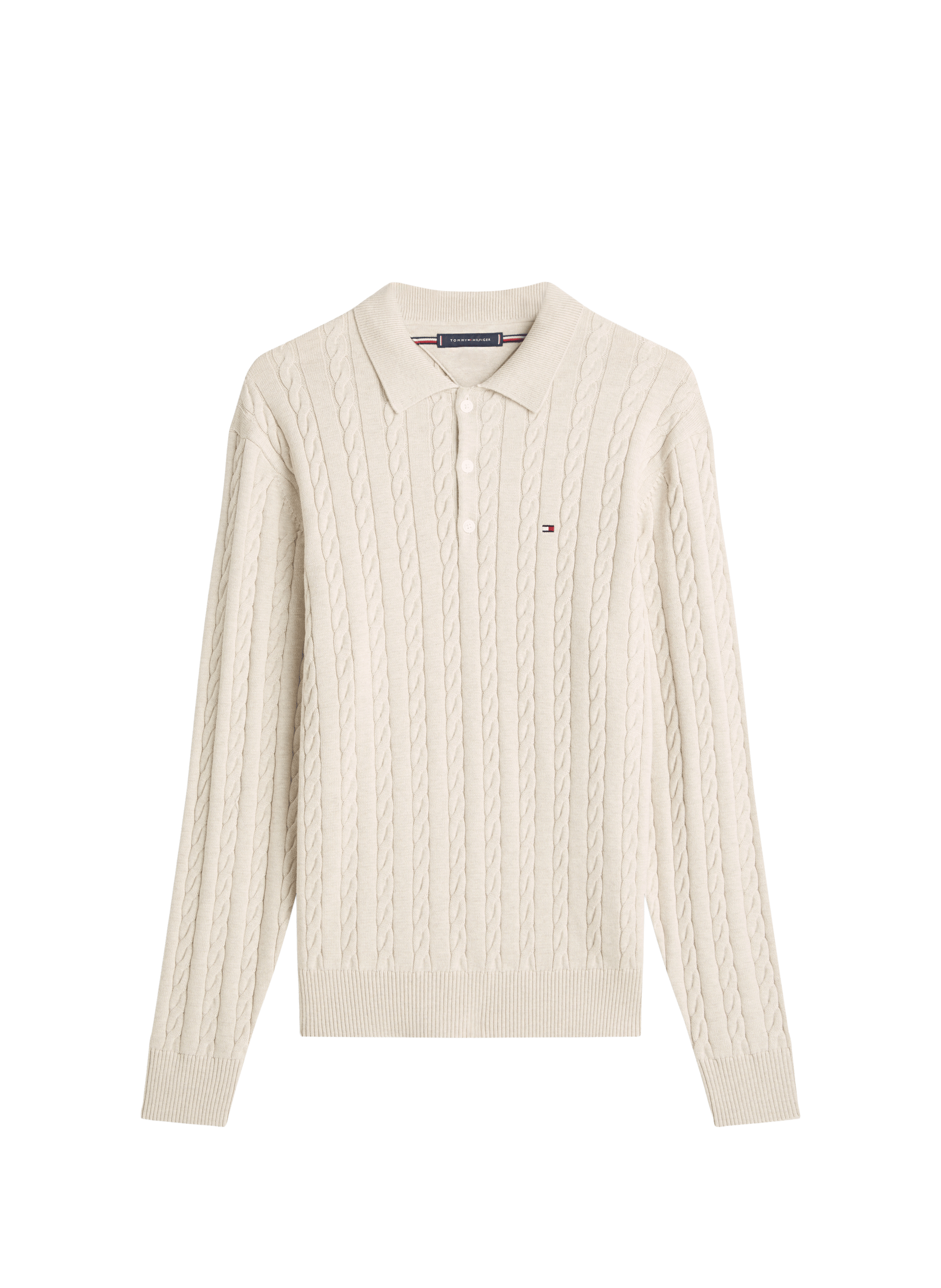 Twisted knit V-neck buttoned sweater TOMMY HILFIGER Beige