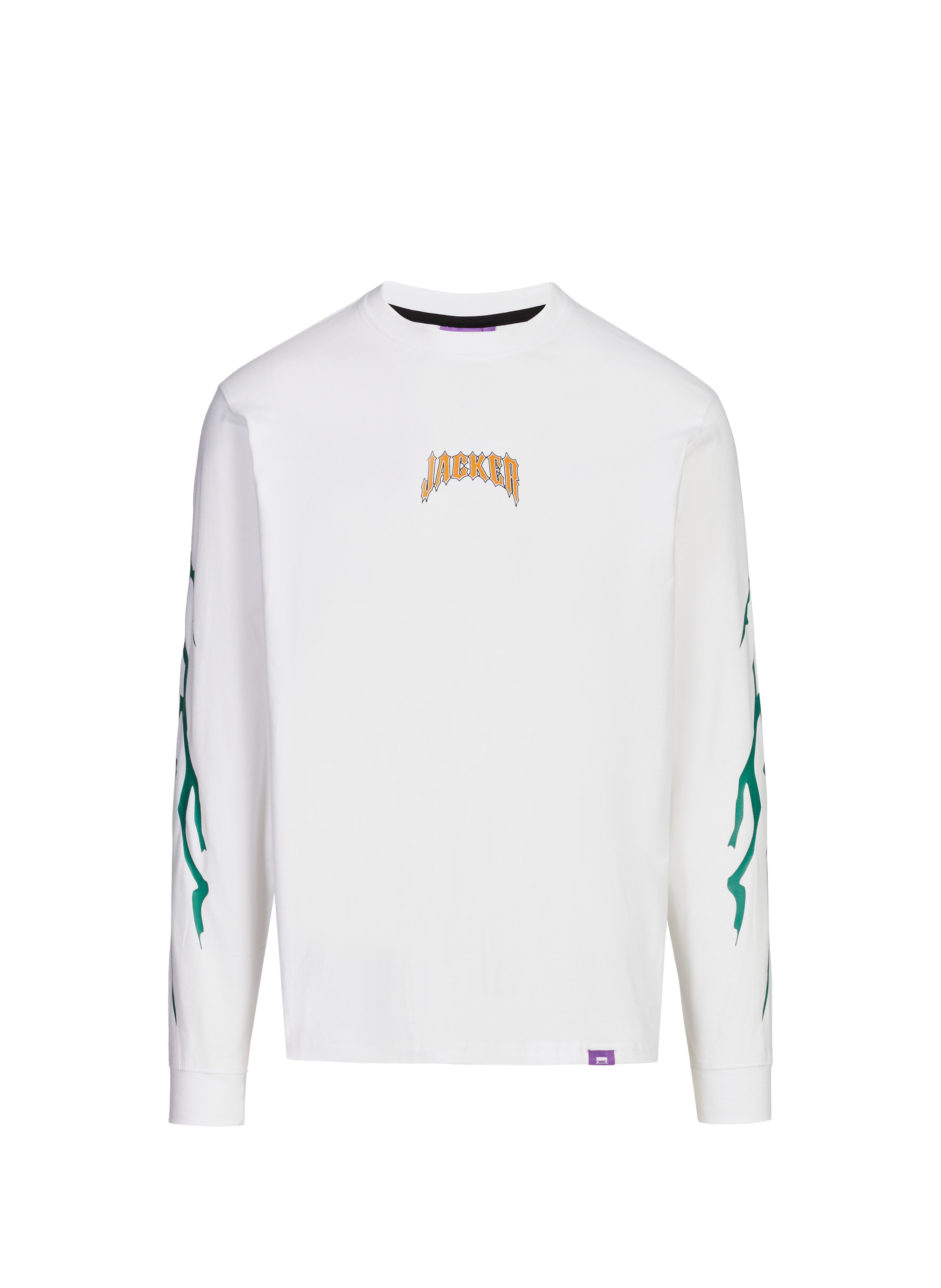 JACKER. Long-sleeve printed cotton t-shirt White