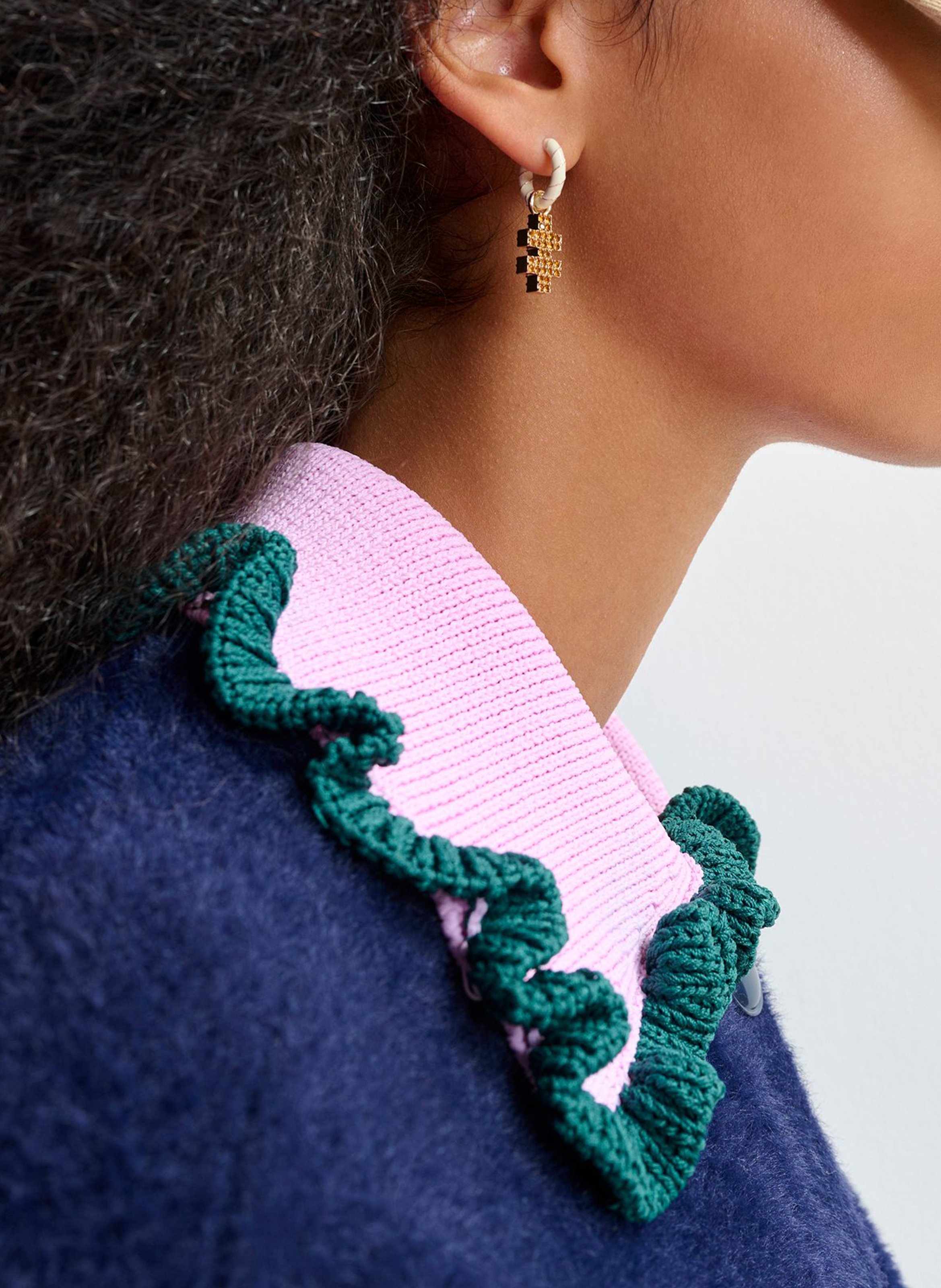 Cardigan droit col classique en maille jardener ESSENTIEL ANTWERP Bleu