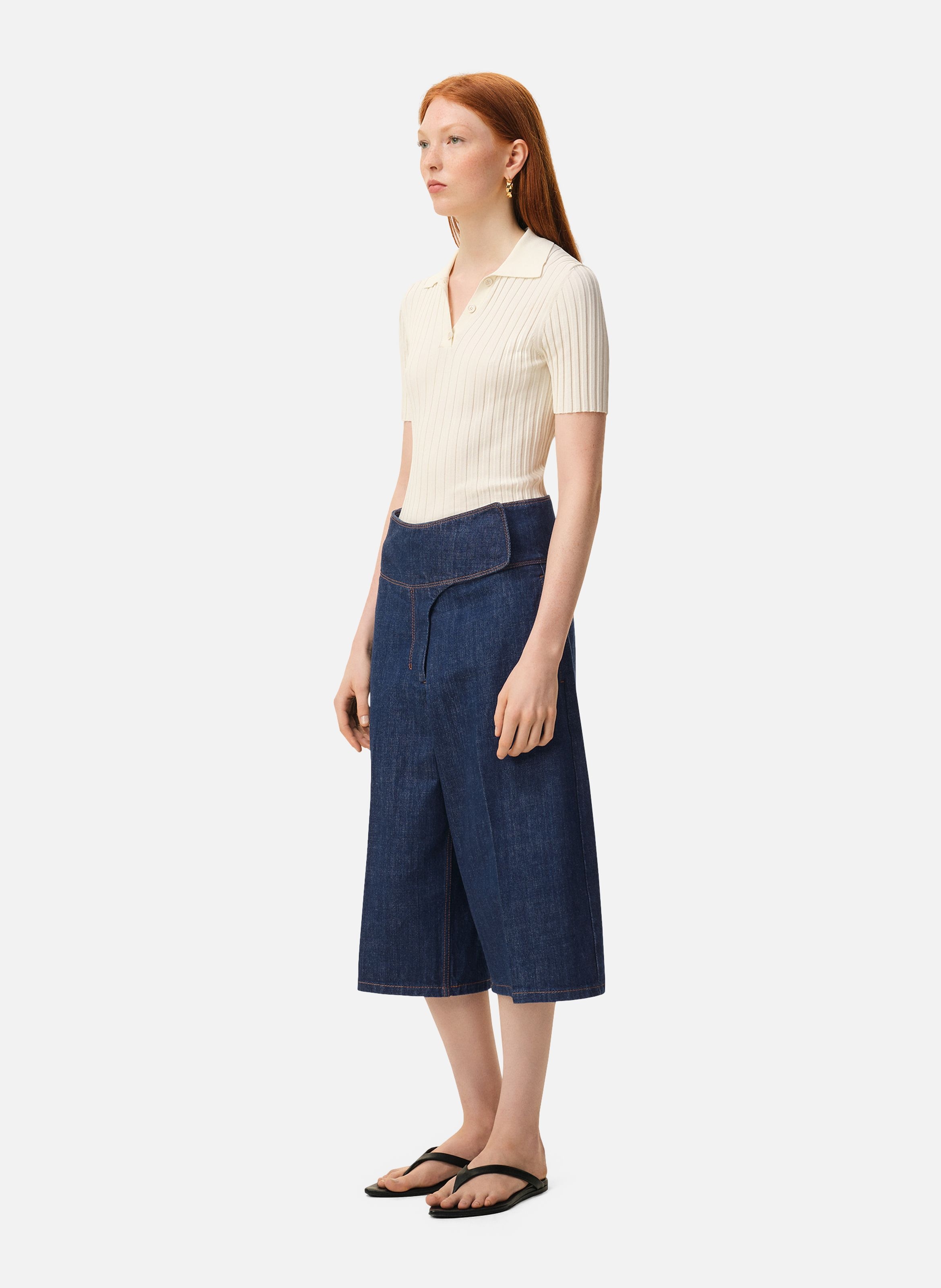 Bermuda à ceinture portefeuille en coton AMI PARIS Bleu