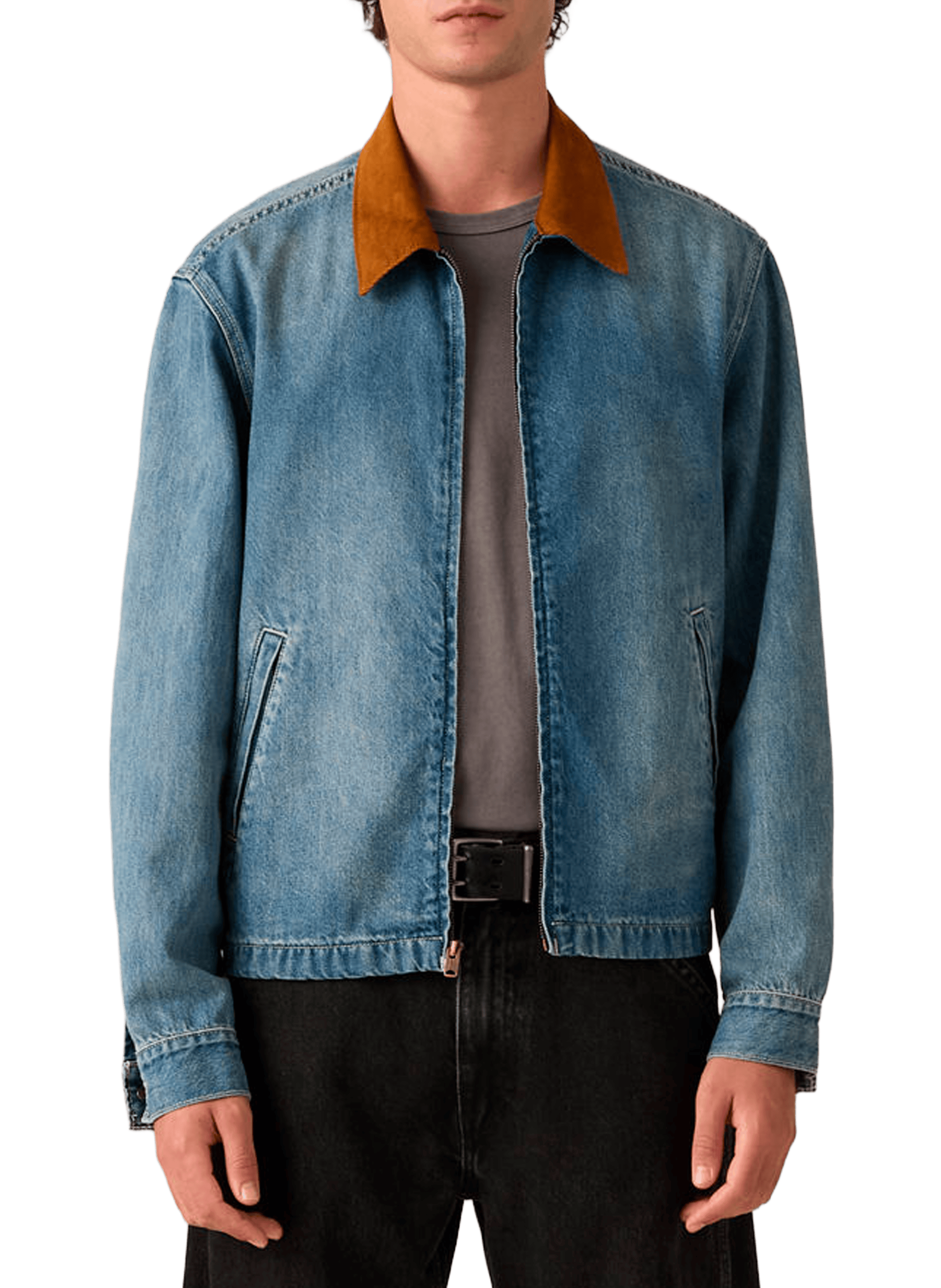 Veste droite à col contrasté en denim de coton LEVI'S Bleu