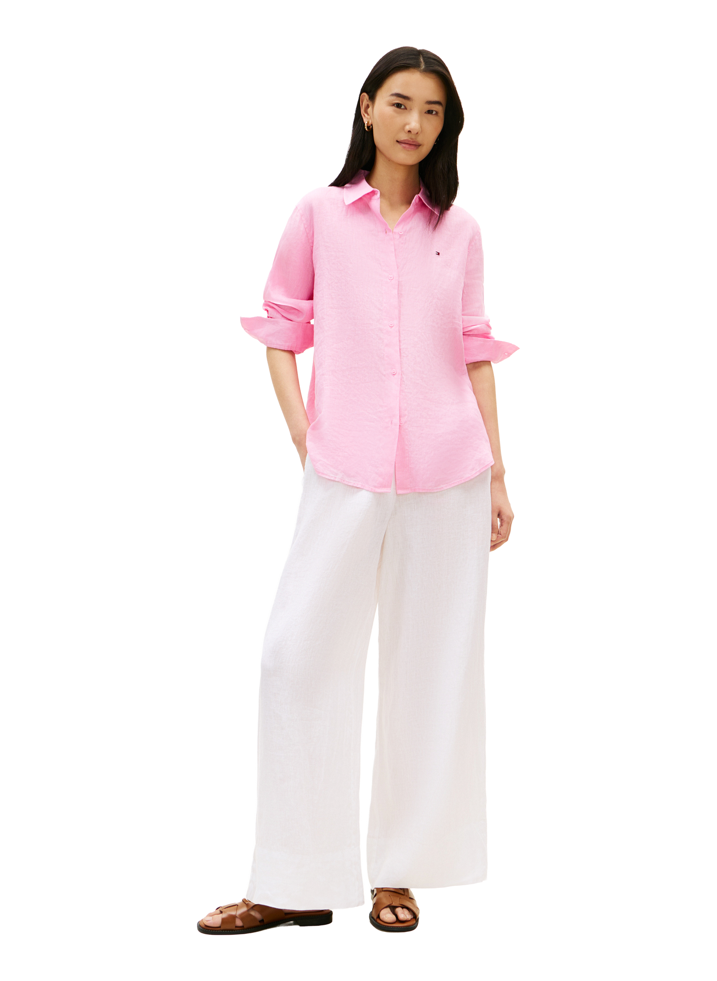 Chemise rayée en lin TOMMY HILFIGER Rose