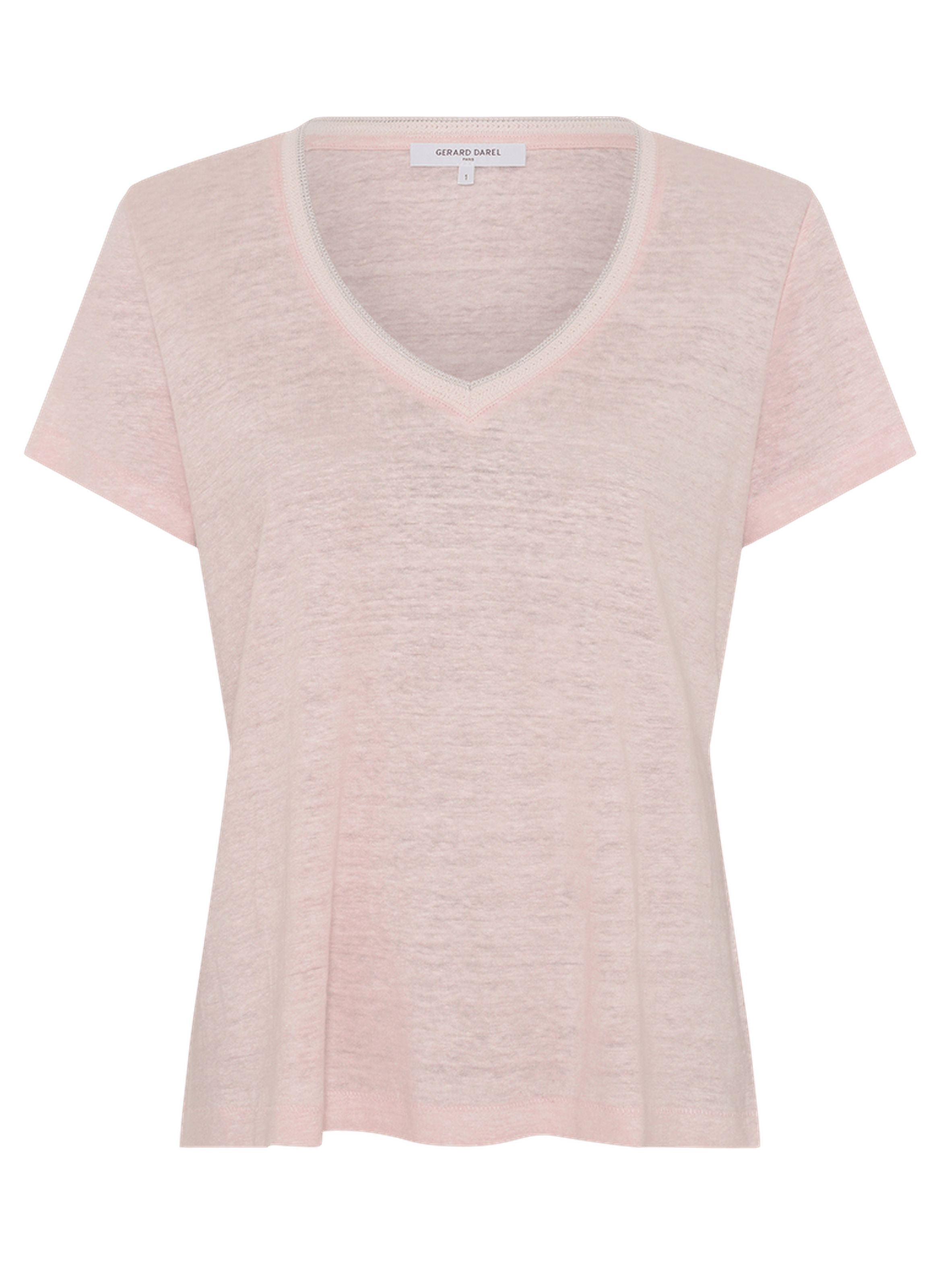 T-shirt v en lin à lurex - mirana GERARD DAREL Rose
