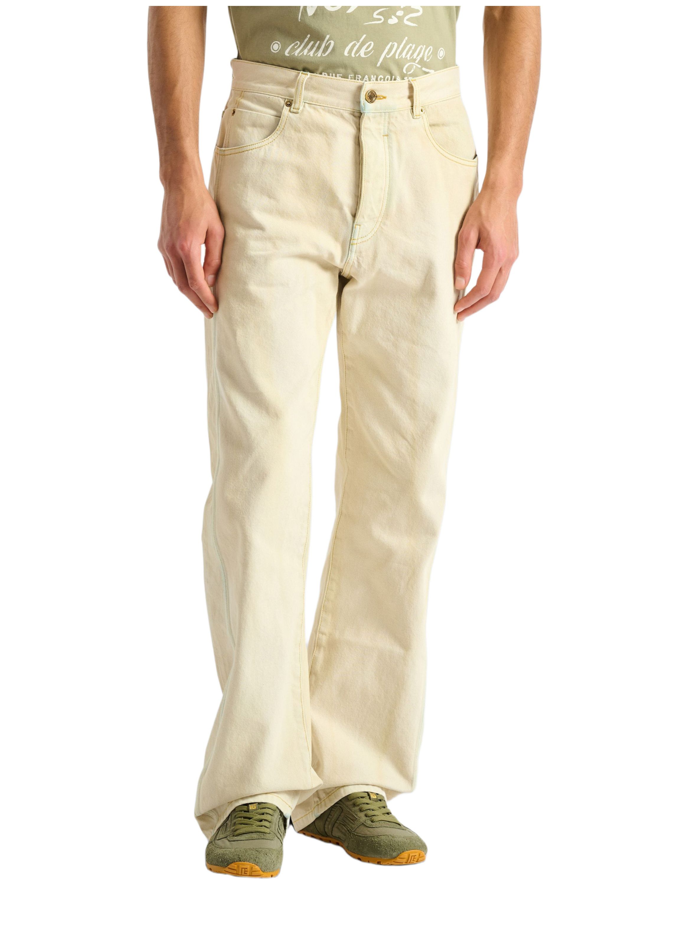 Jean en denim délavé BALMAIN Beige