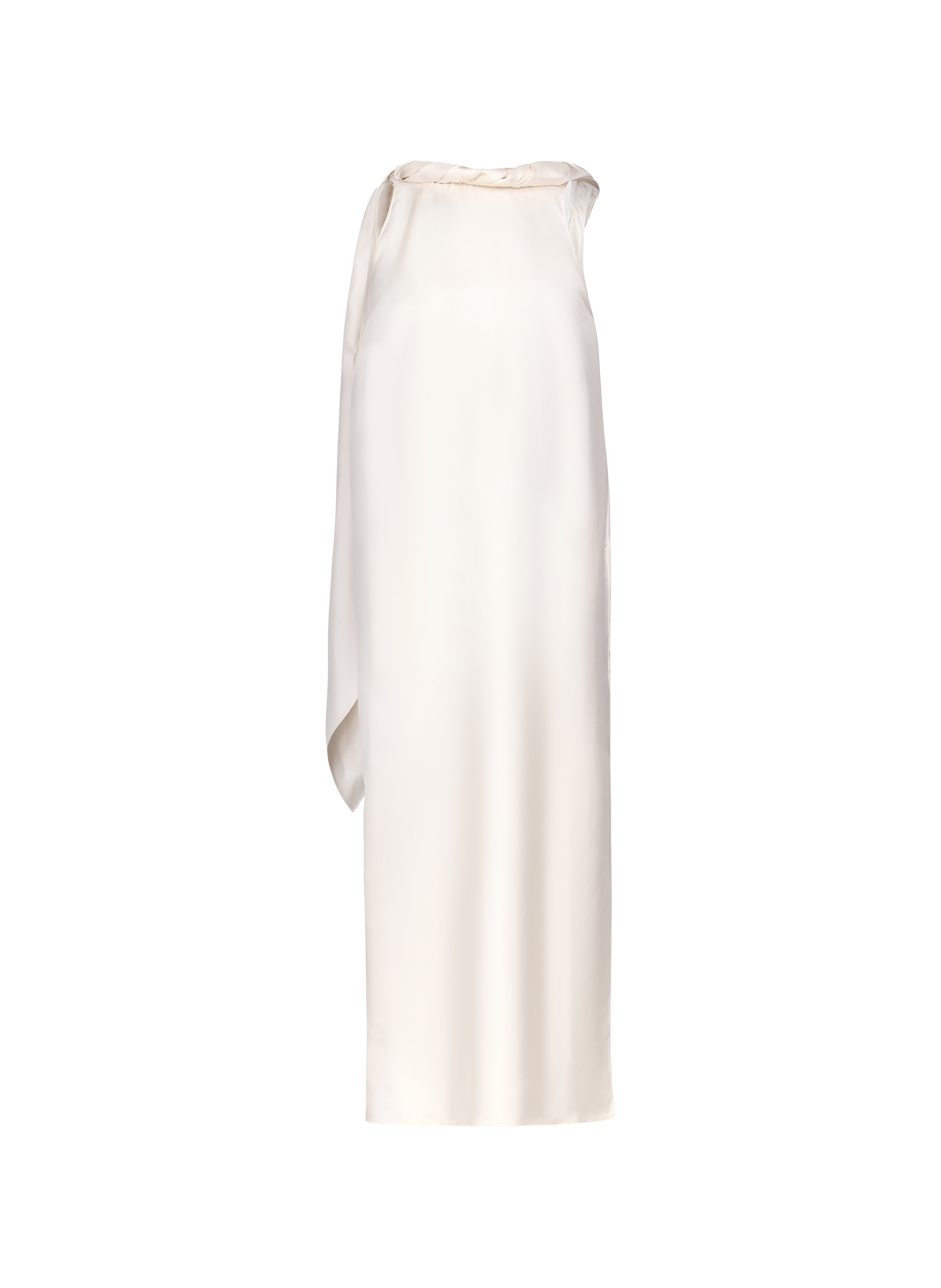 Midi silk dress with twisted collar by Susan LOULOU DE SAISON White