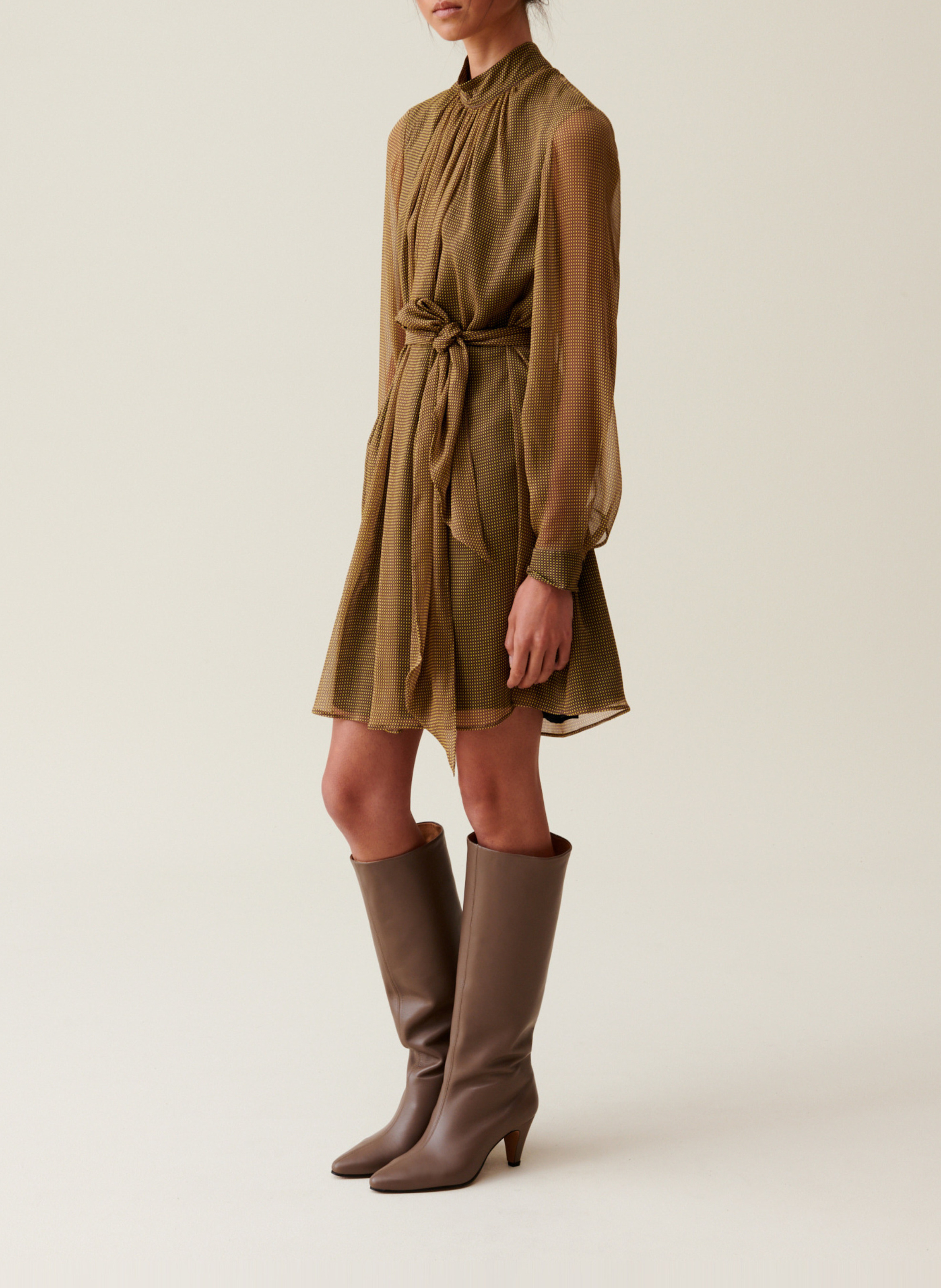 Robe courte col lavallière CLAUDIE PIERLOT Jaune