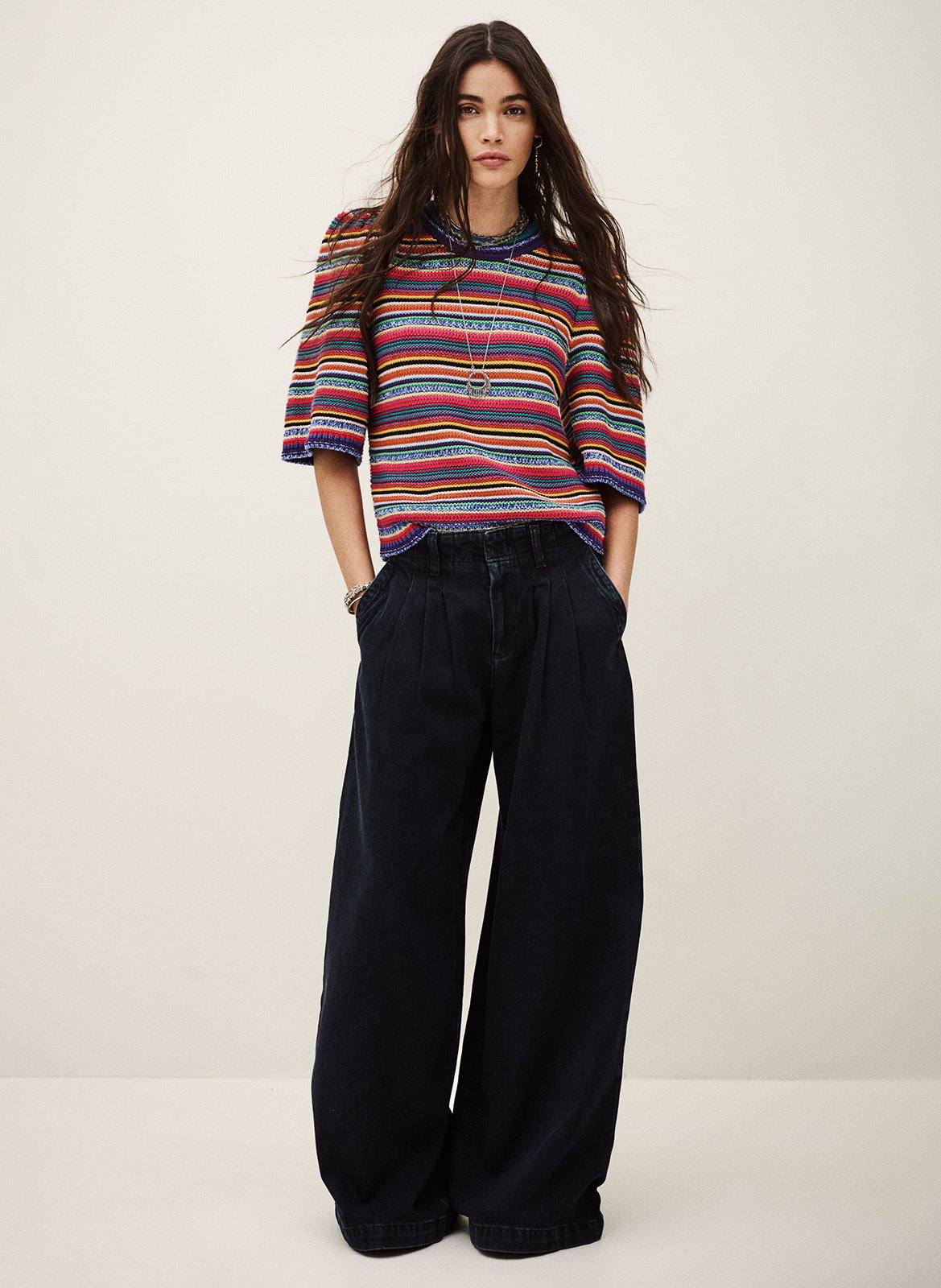 Pull col rond en coton farfaela BA&SH Multicolore