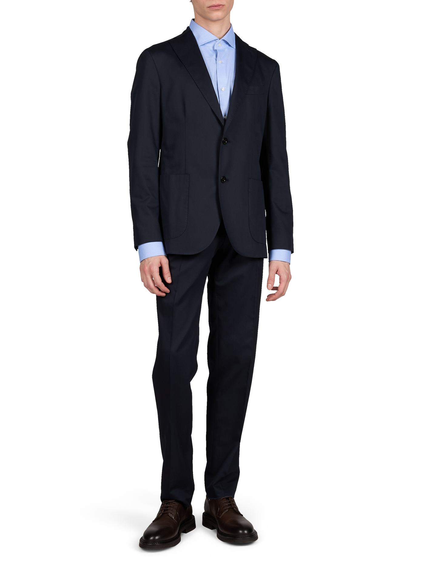 Costume droit en lin et coton BOGLIOLI Bleu