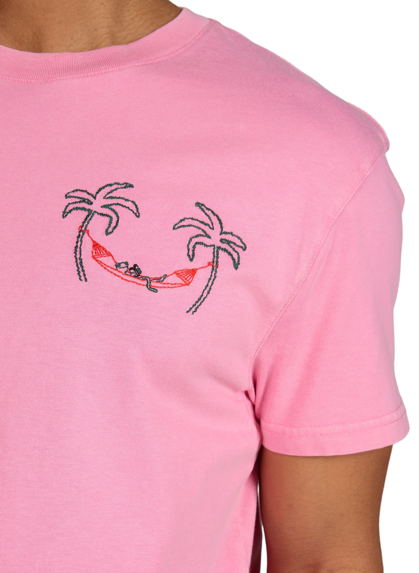 T-shirt Popincourt brodé en coton biologique MAISON LABICHE Rose