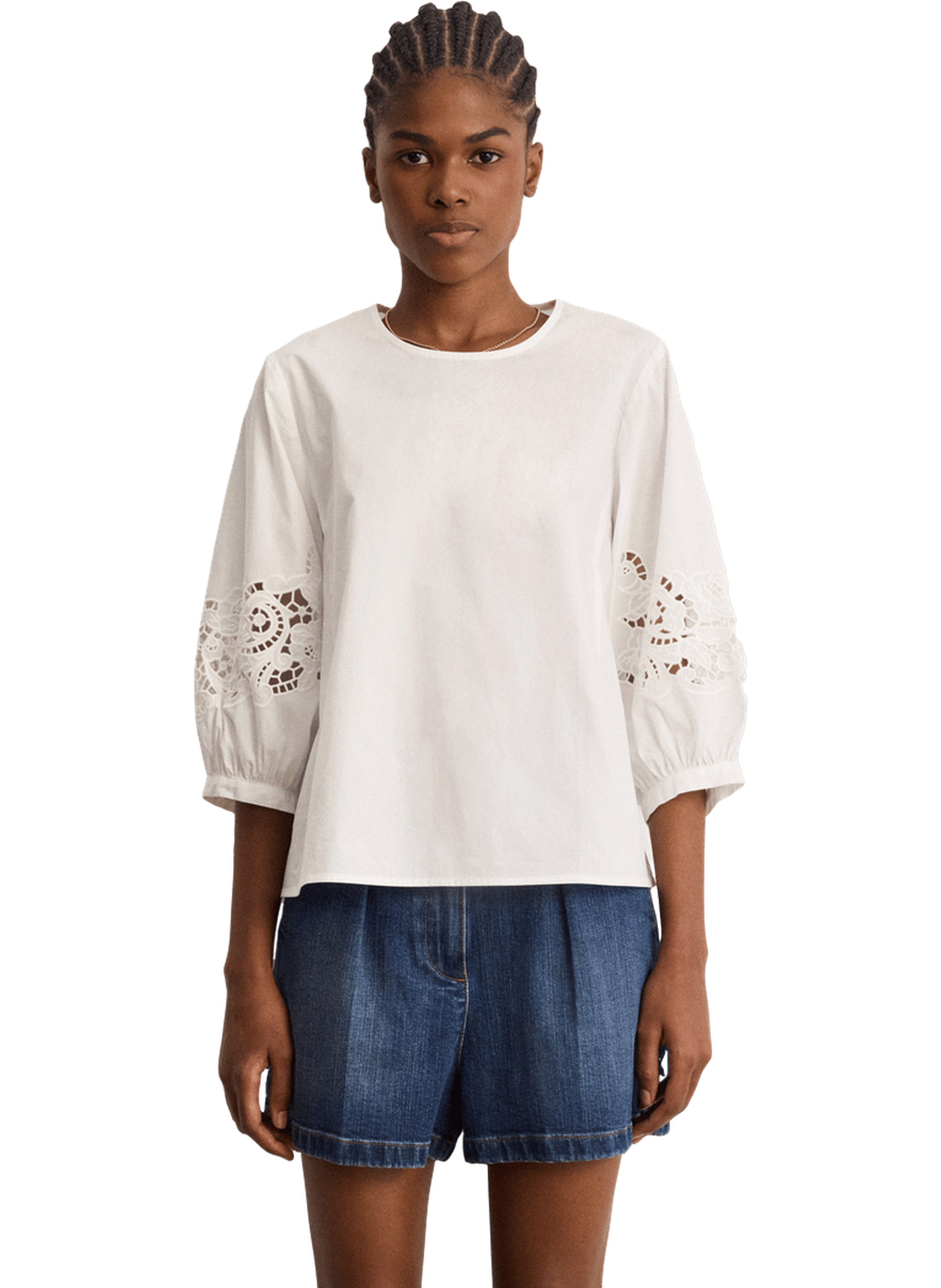 Blouse en coton à broderies - clemence PABLO Blanc