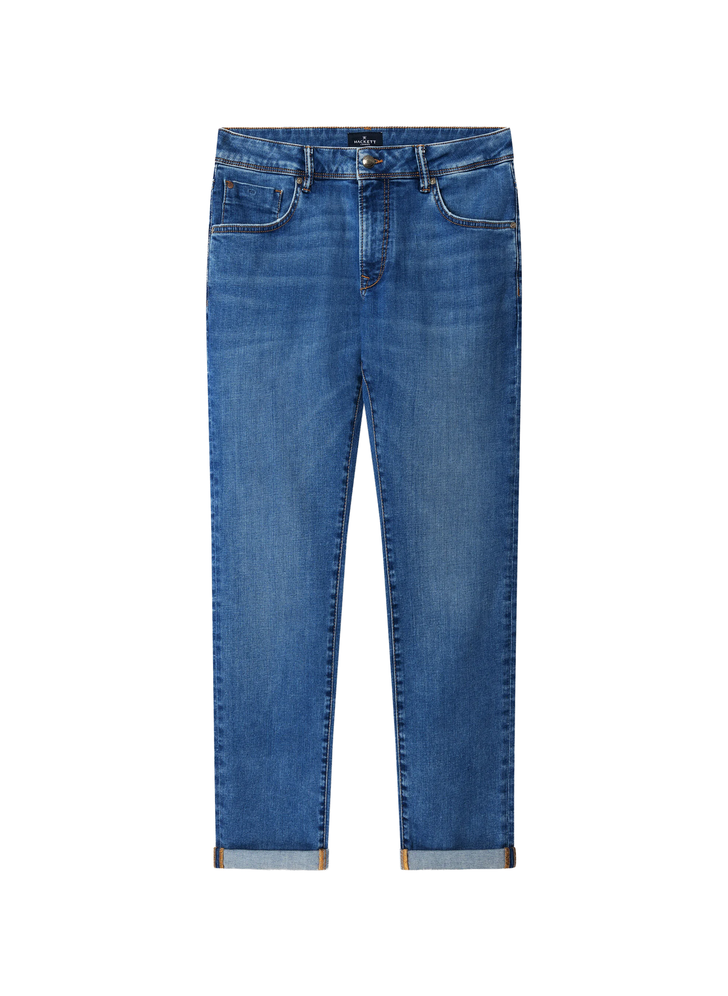Slim fit washed denim jeans in blended cotton HACKETT Blue