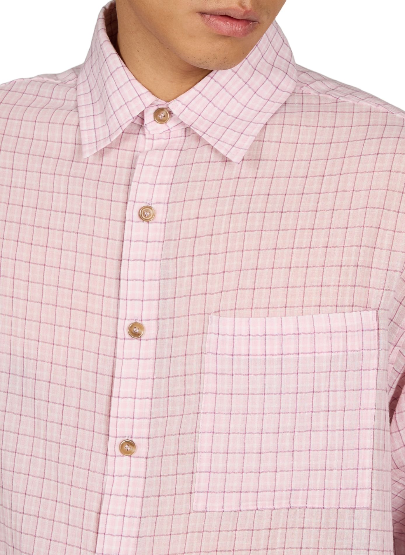 Camisa holgada a cuadros con botones MERELY MADE Rosa