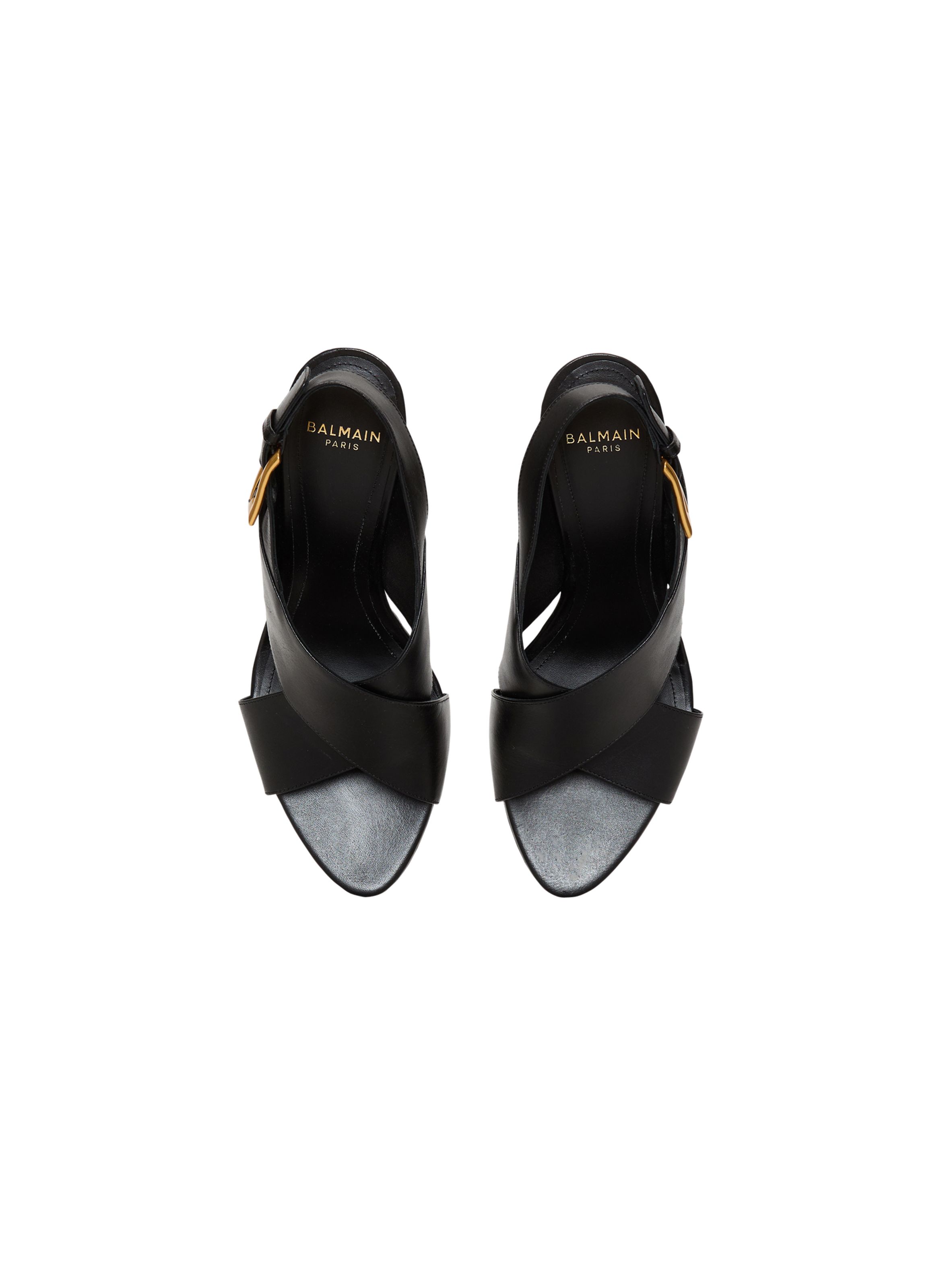 Sandales anthem no wedge en cuir lisse BALMAIN Noir