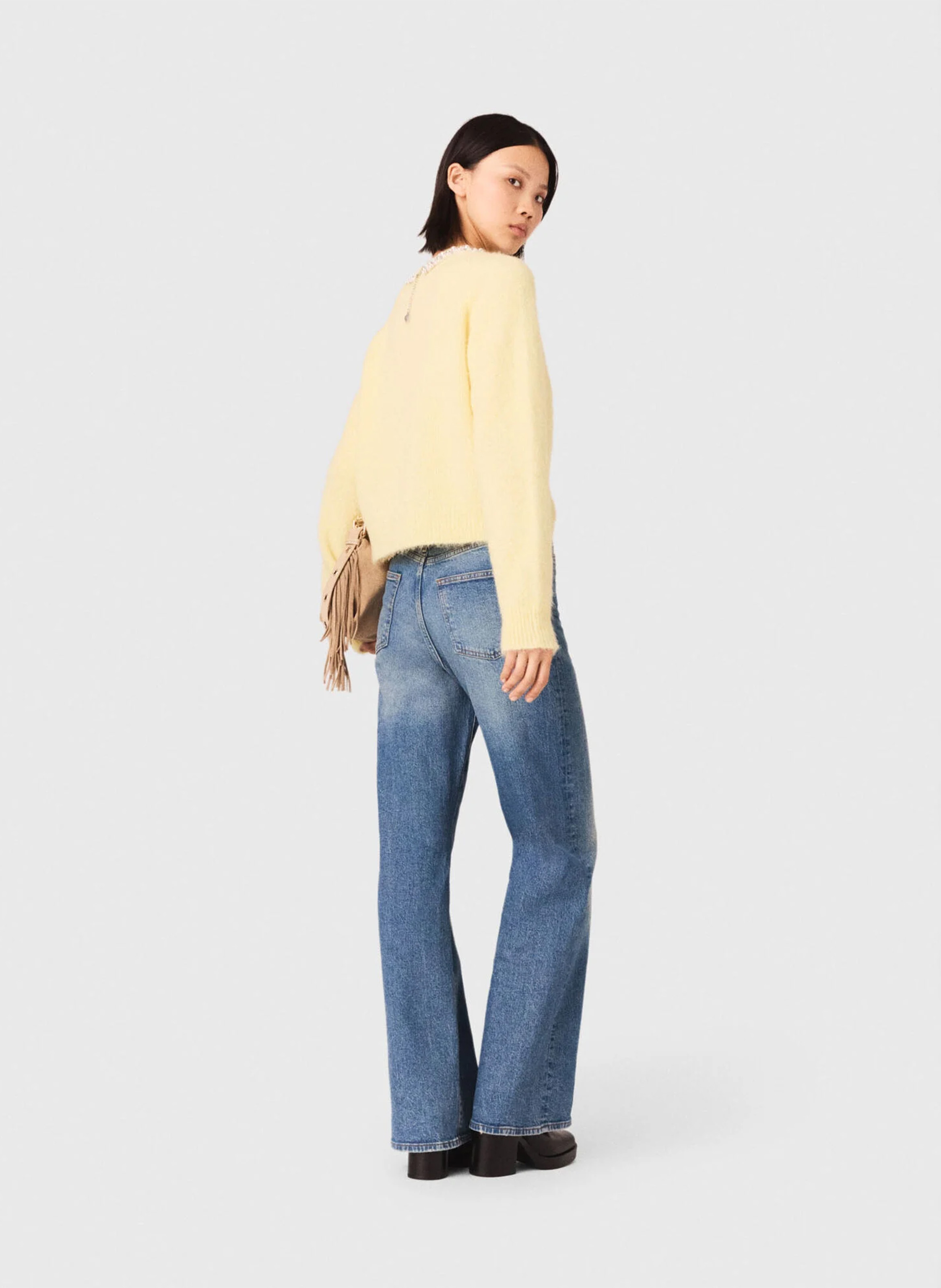 Jean patte d'eph en coton mélangé MAJE Bleu
