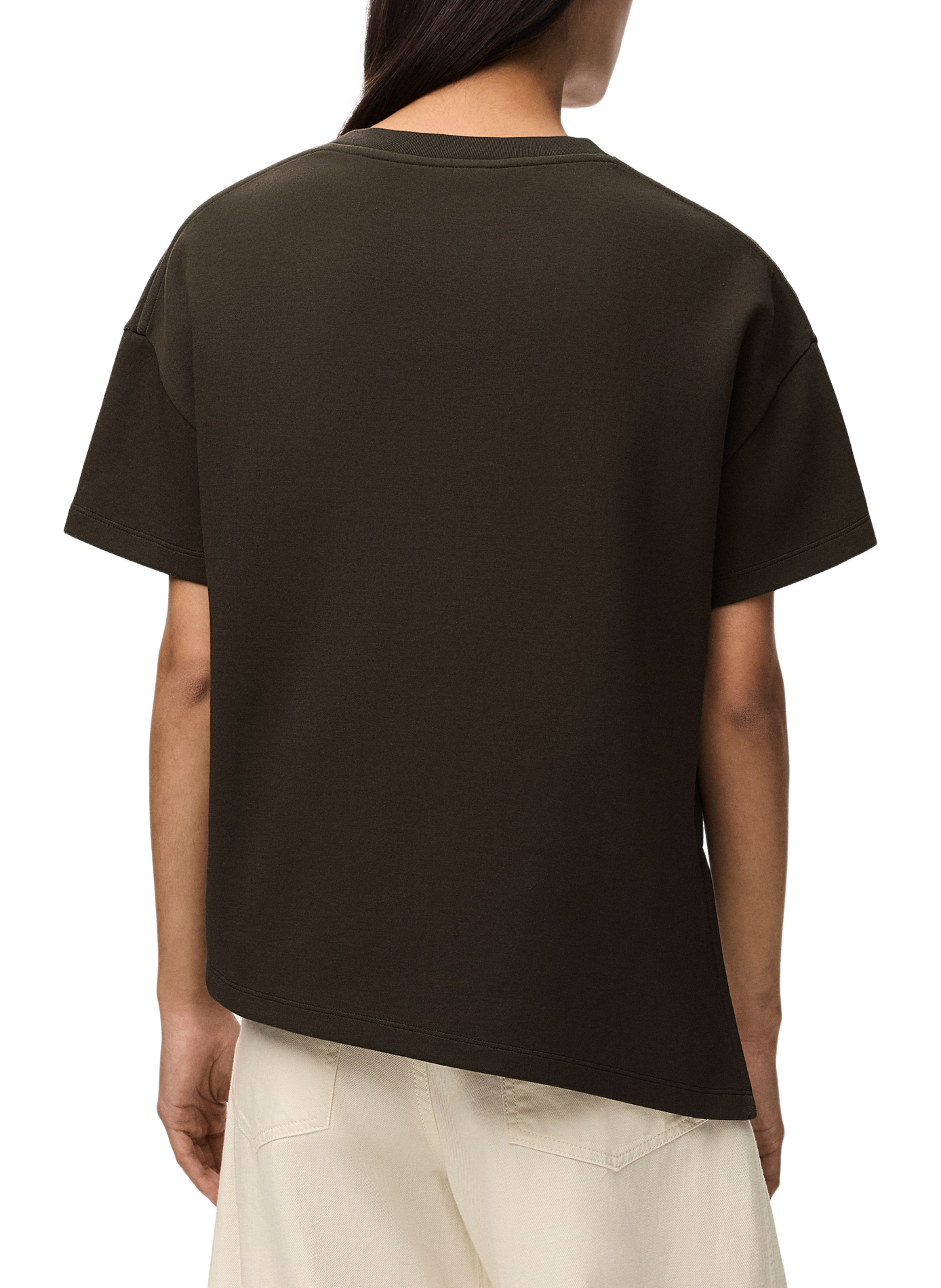 Asymmetric blended cotton T-shirt LOEWE Brown