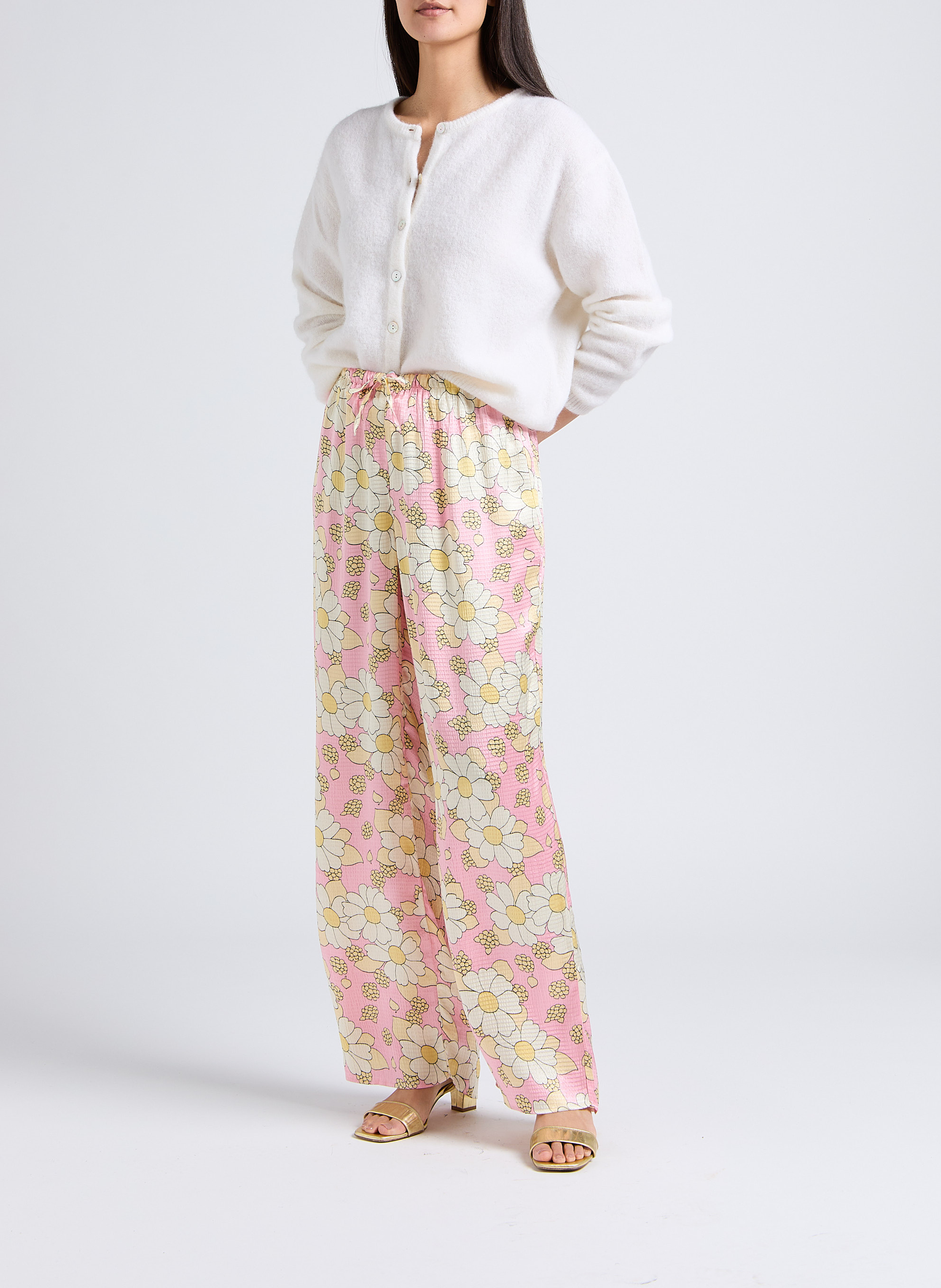Gilet ample col rond en laine mélangée vitow AMERICAN VINTAGE Blanc