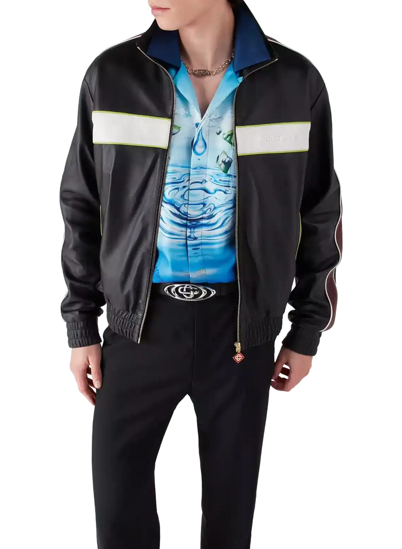Veste à empiècement contrastant en cuir CASABLANCA PARIS Noir