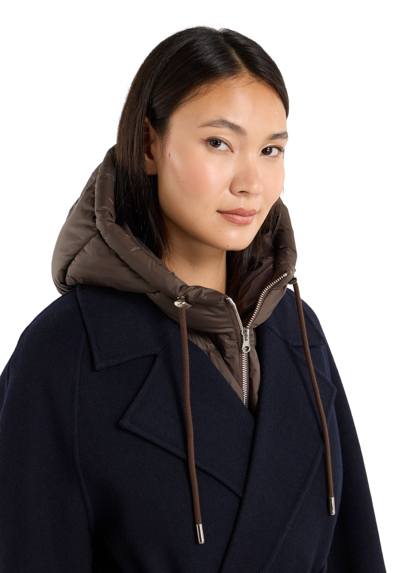 Short sleeveless hooded puffer jacket SAISON 1865 Brown