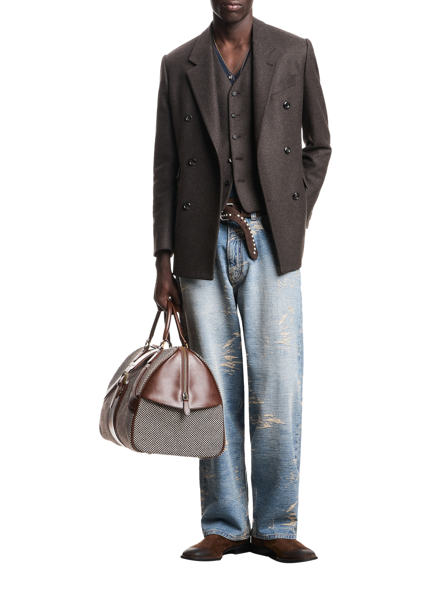 Wide cotton jeans EMPORIO ARMANI Blue