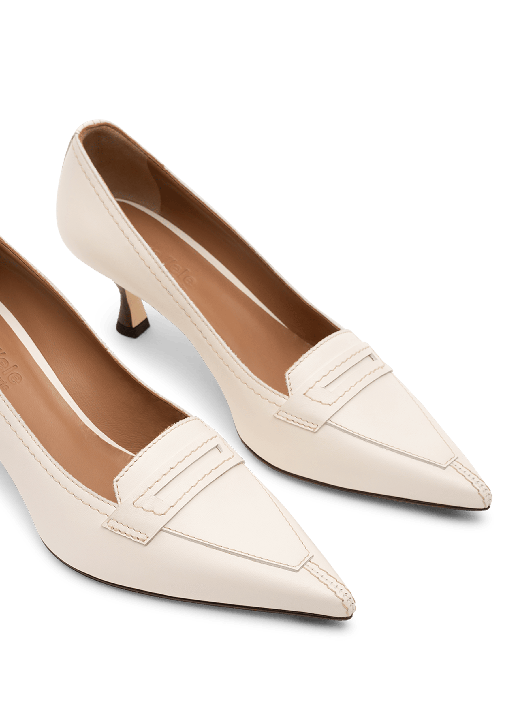 Mocassins moino en veau lisse PARALLELE Blanc