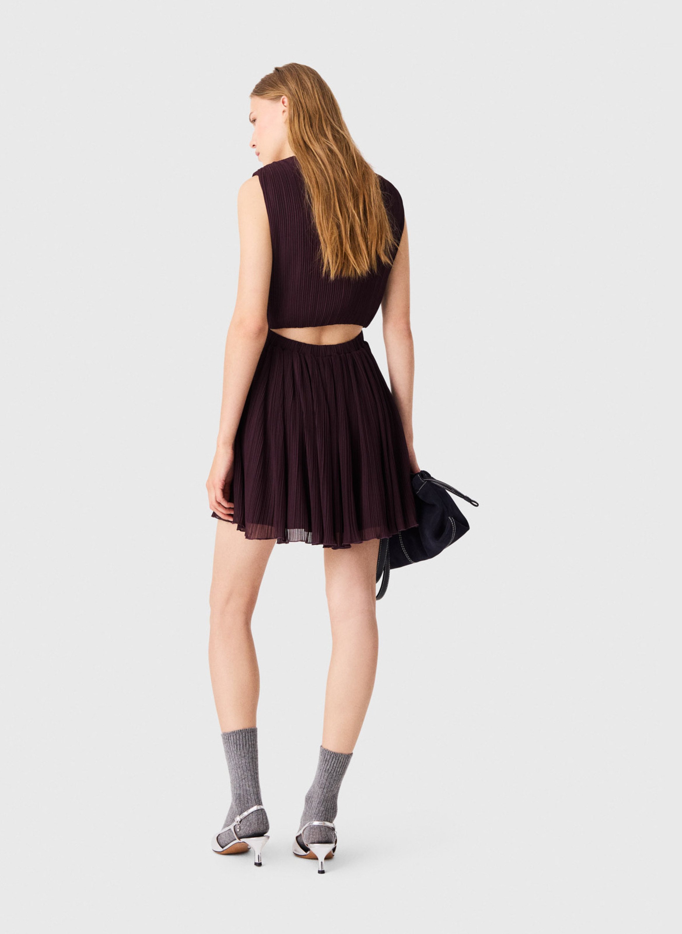 Robe courte côtelée MAJE Violet