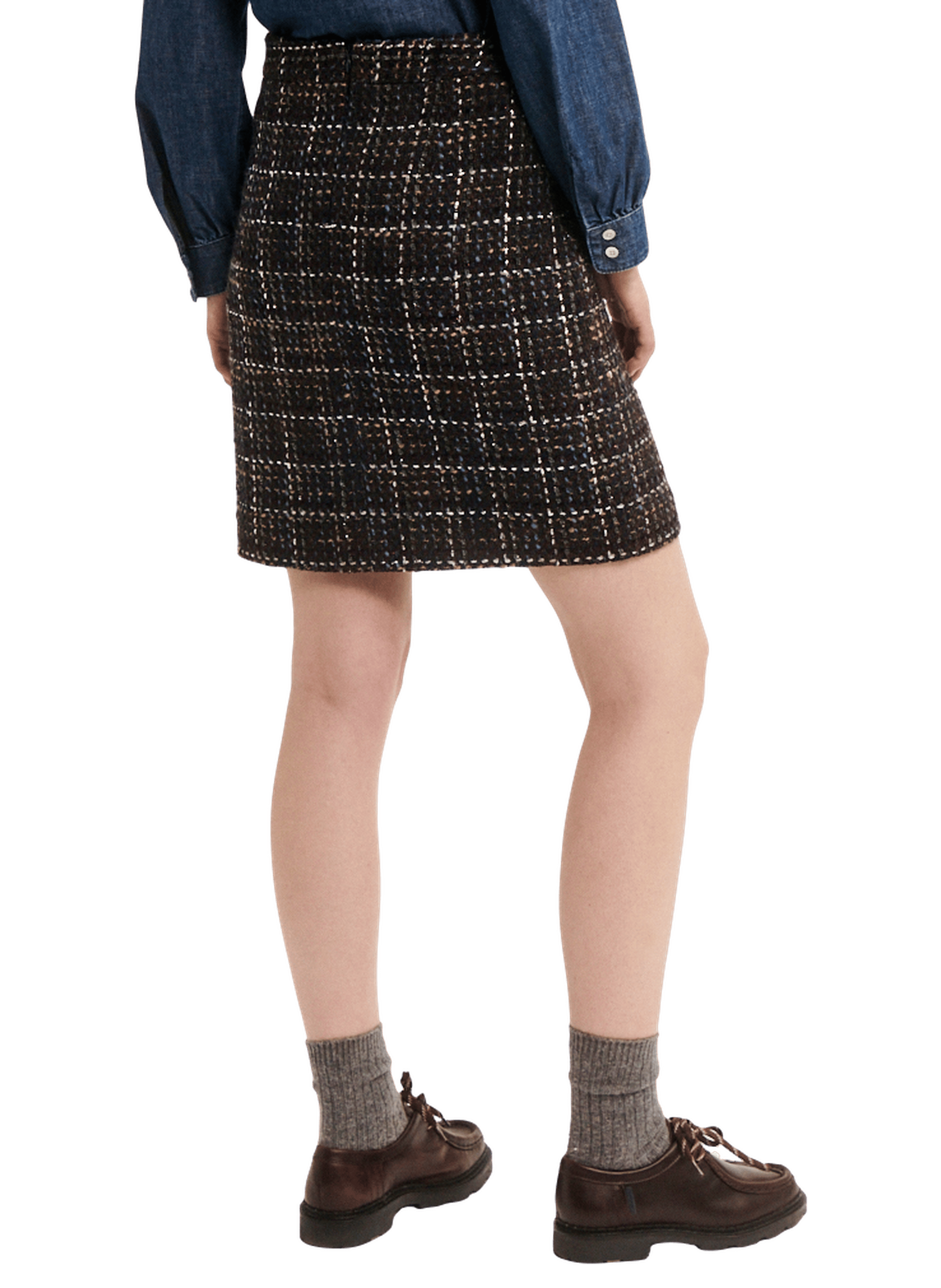 Jupe courte en tweed multicolore - toni PABLO Marron